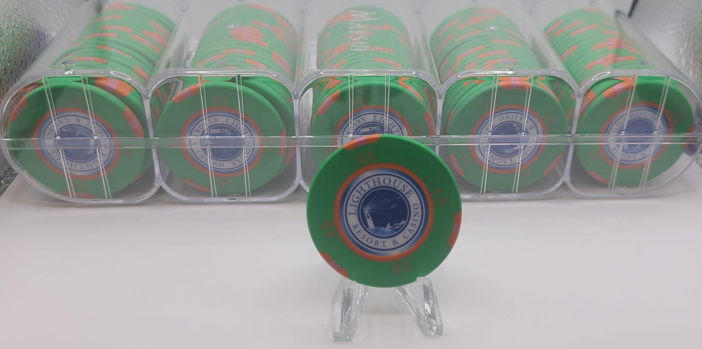 Lighthouse Resort & Casino Cabo Rojo Puerto Rico $25 Chips Rack of 100 / Casino never opened