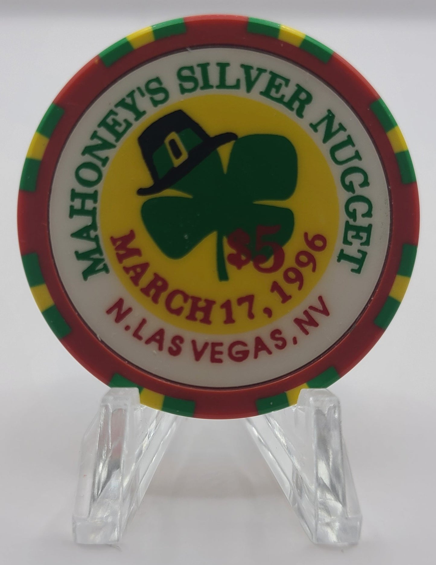 Mahoney's Silver Nugget Las Vegas NV St Patrick's Day 1996 Ltd. 1500 $5 Chip N9101