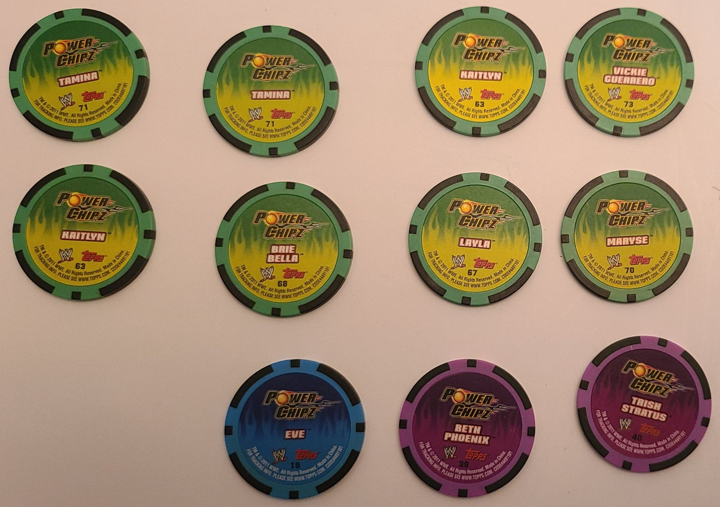 Pro Wrestling ,11 Female Wrestlers FANTASY CHIPS
