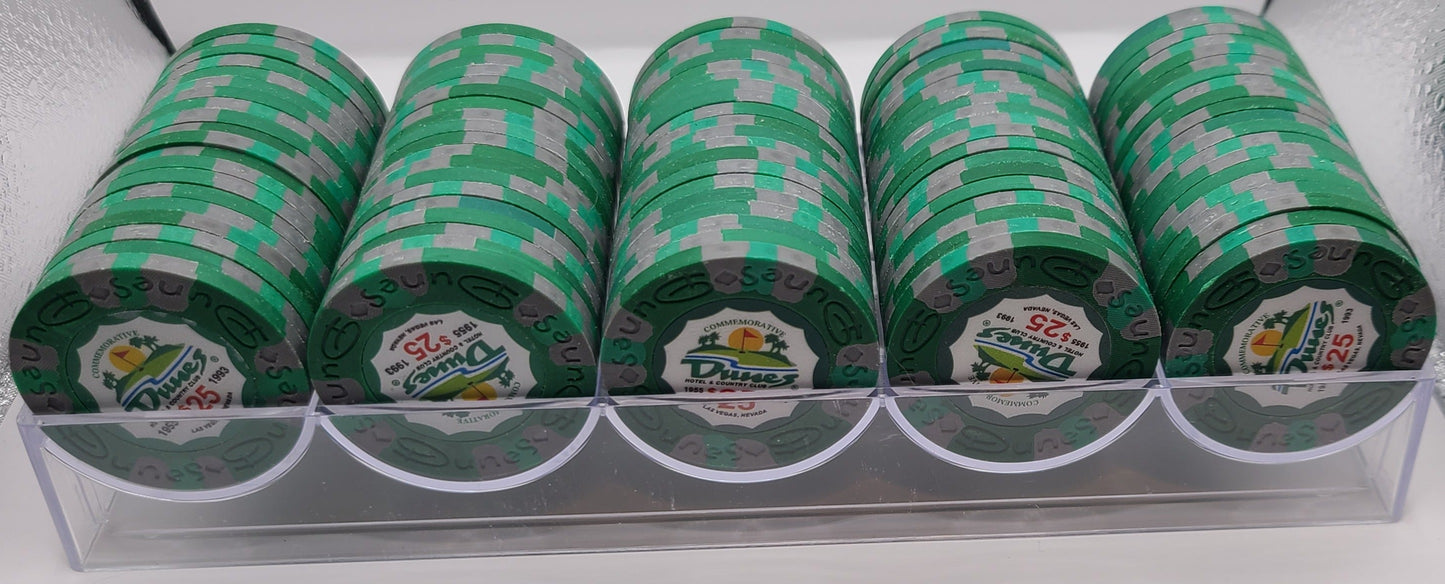 Dunes Casino Las Vegas NV $25 Commemorative Tribute Chips Rack of 100