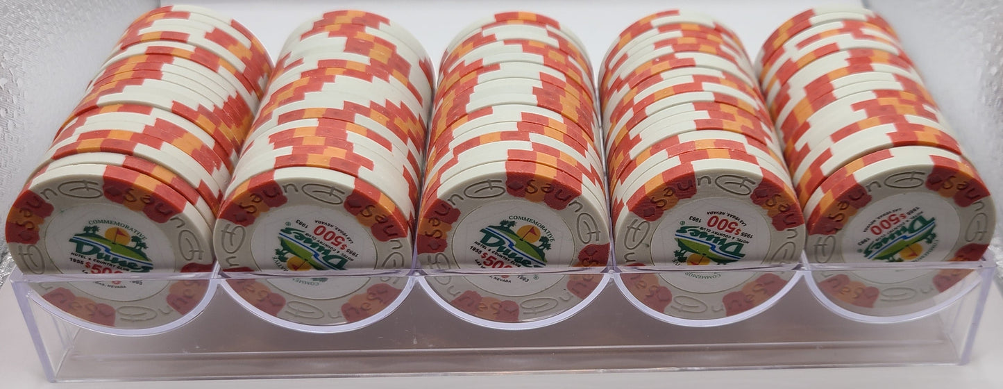 Dunes Casino Las Vegas Nevada $500 Commemorative Tribute Chips Rack of 100