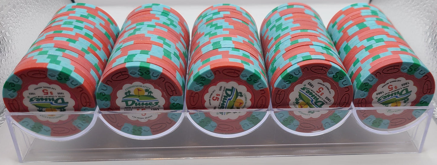 Dunes Casino Las Vegas Nevada $5 Commemorative Tribute Chips Rack of 100