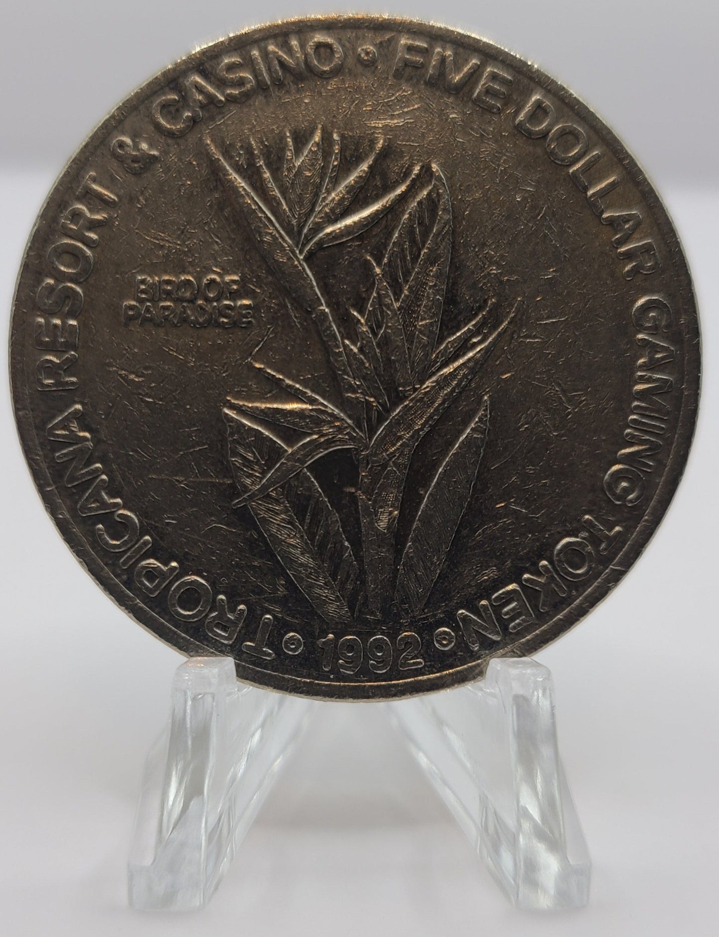 Tropicana Hotel Casino Las Vegas NV 1992 "Bird of Paradise" $5 Gaming Token