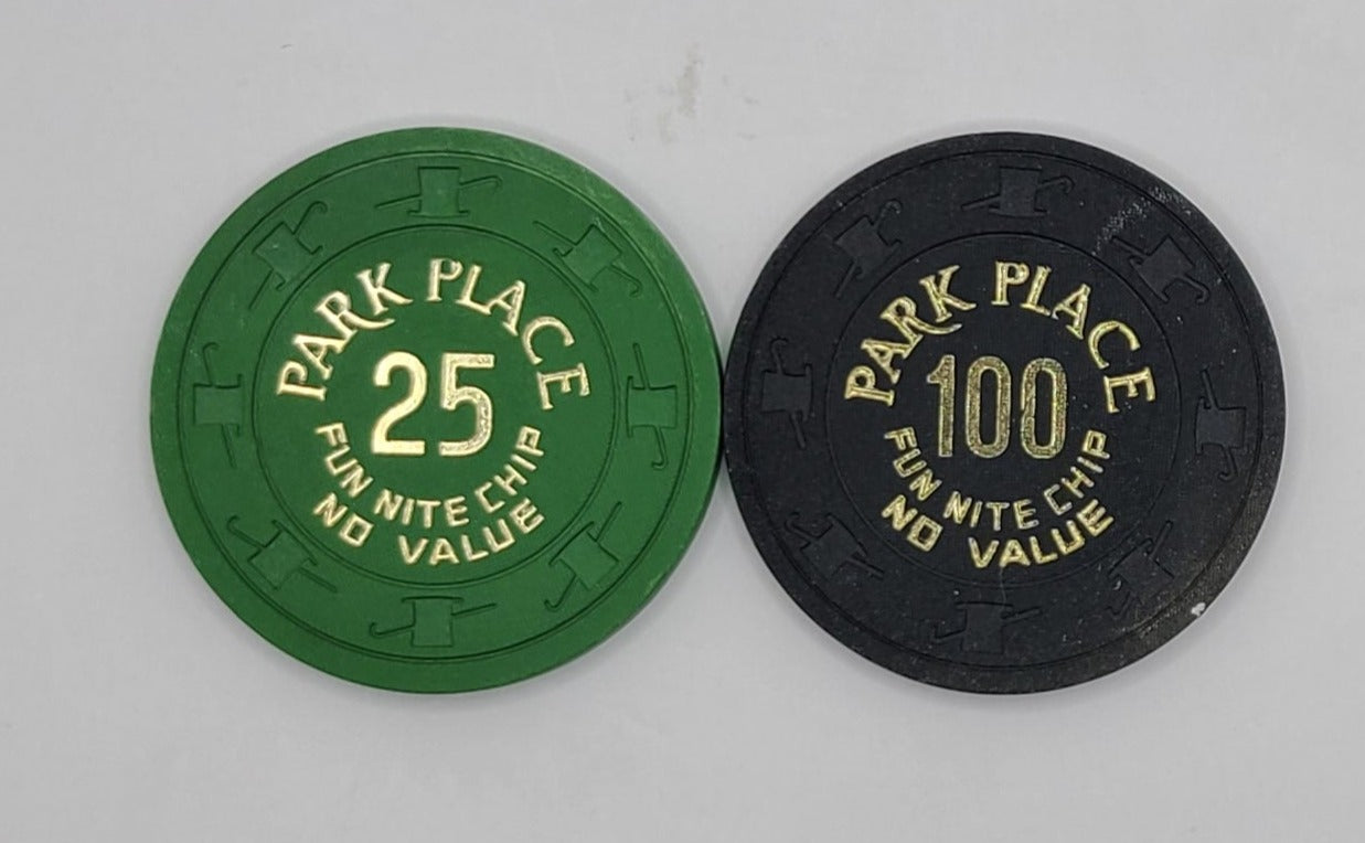 Park Place Casino Atlantic City New Jersey Fun Nite Casino Chips NCV 25 and 100