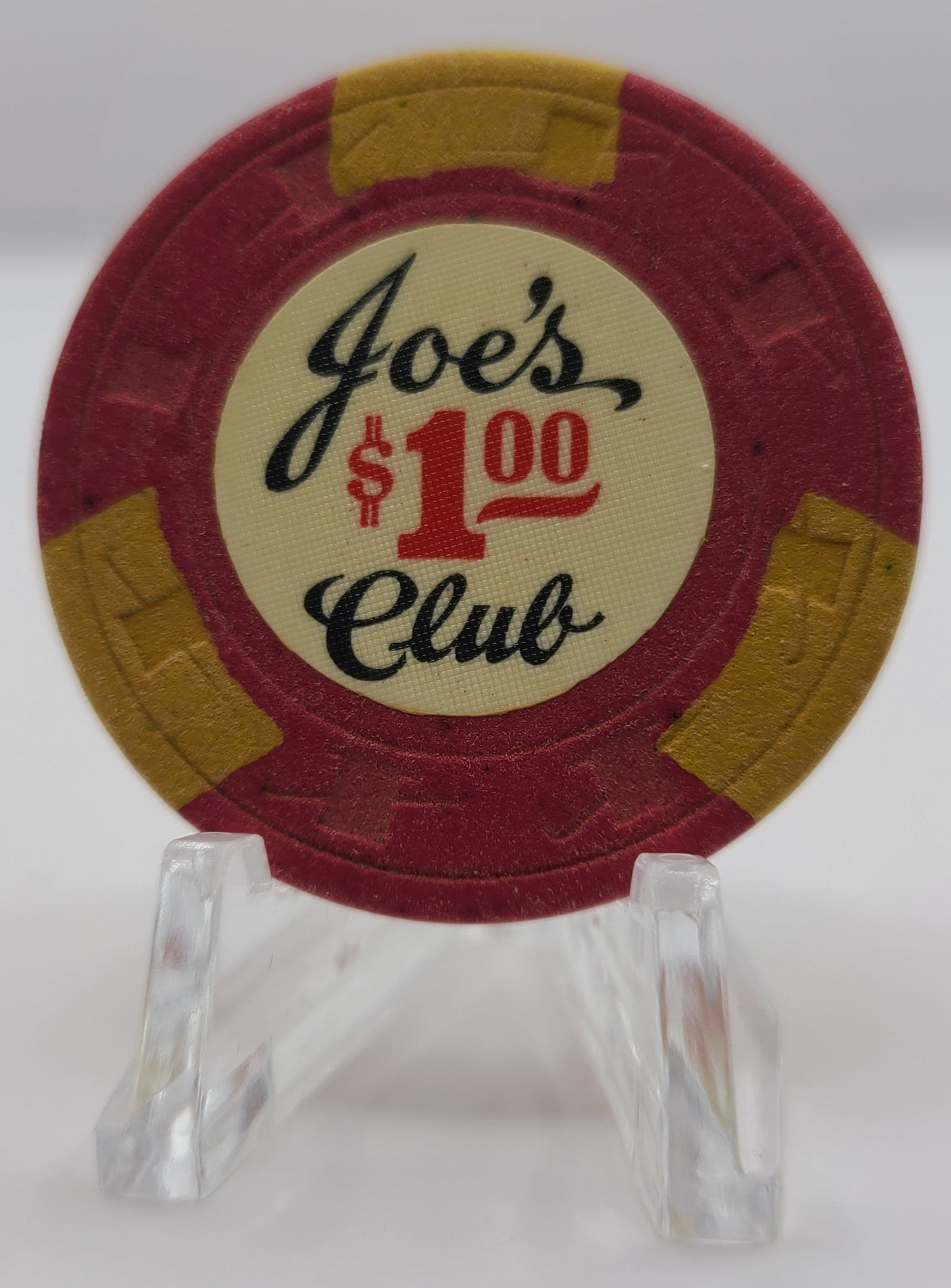 Joe's Card Club San Jose CA 1968 "One side is damaged"$1 Chip