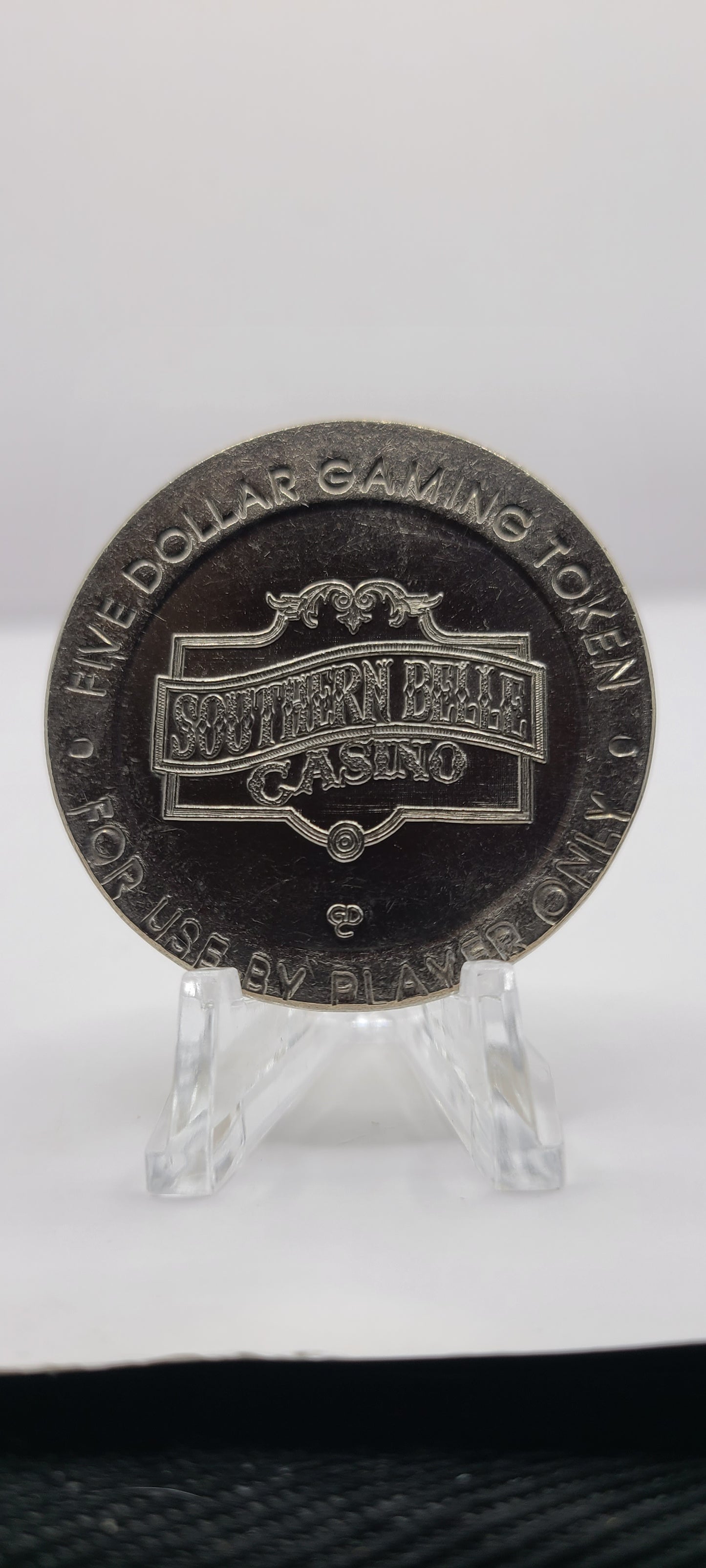 Southern Belle Casino River Bend MS 1994,"Riverboat" Casino $5 Gaming Token (Error center offset)