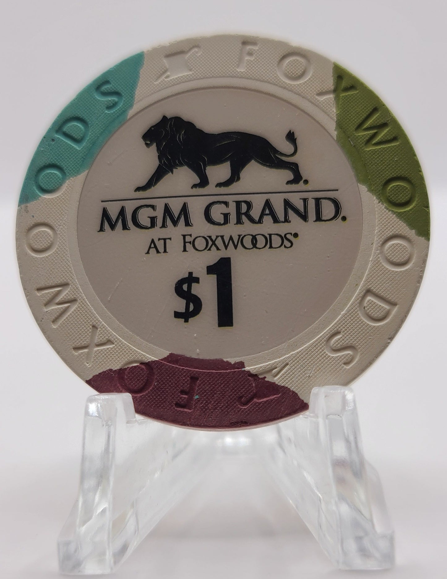 Foxwoods "MGM Grand" Casino $1 Chip Ledyard Connecticut "Worn"