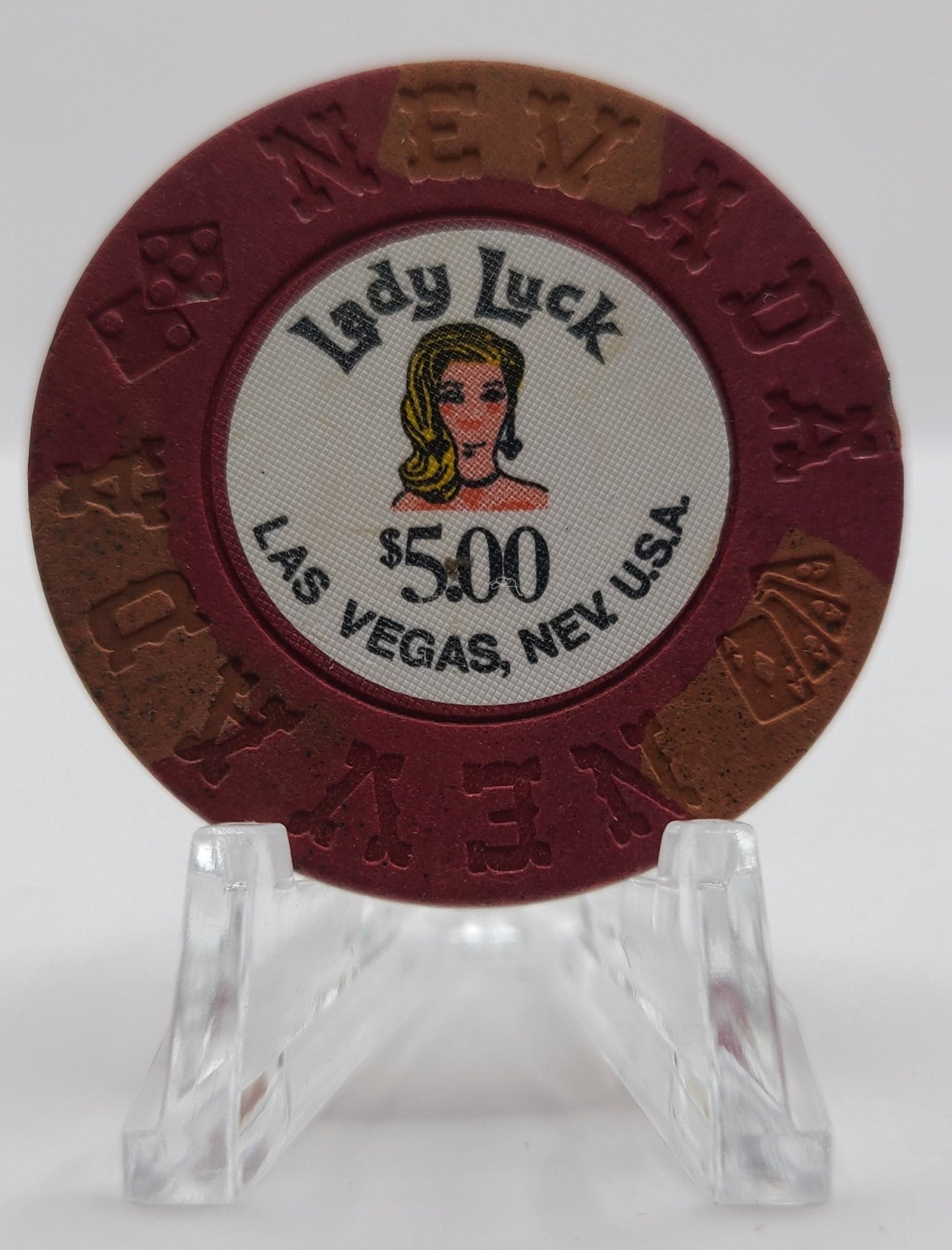 Lady Luck Casino Las Vegas NV 1960's $5 Chip N1840