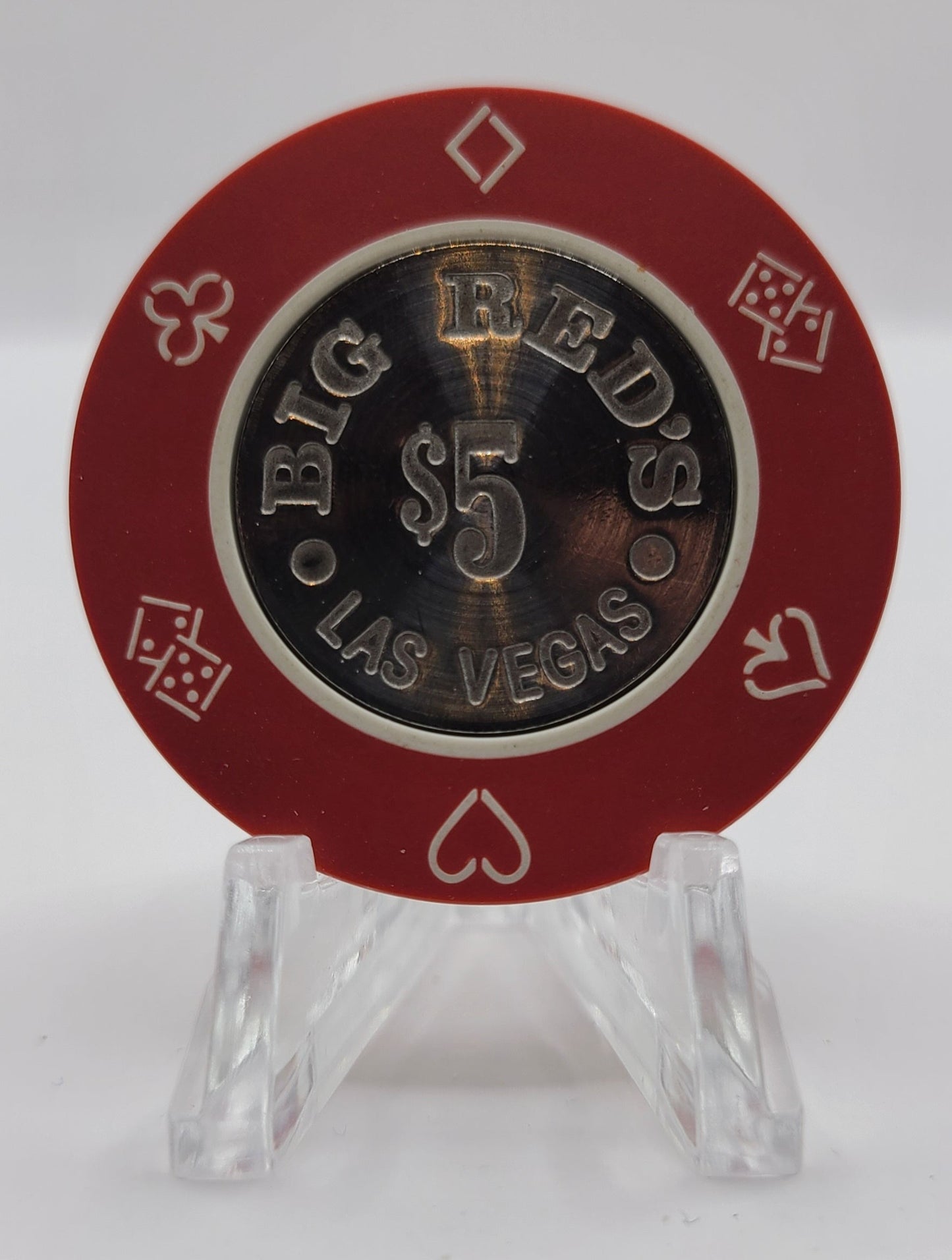 Big Red's Casino Las Vegas Nevada 1981 $5 Coin Inlay Chip N0895