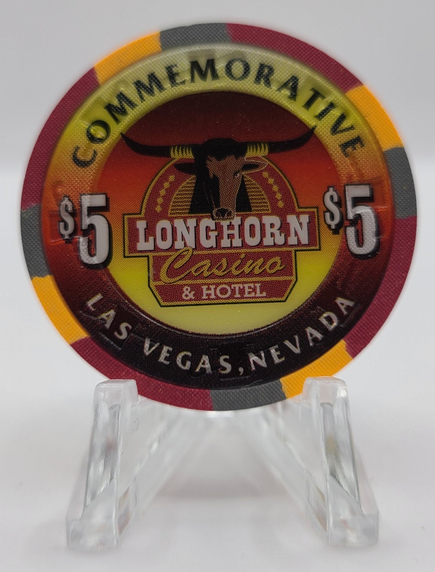 Longhorn Casino Las Vegas Nevada 1996 "8th Anniversary" $5 Casino Chip N8703