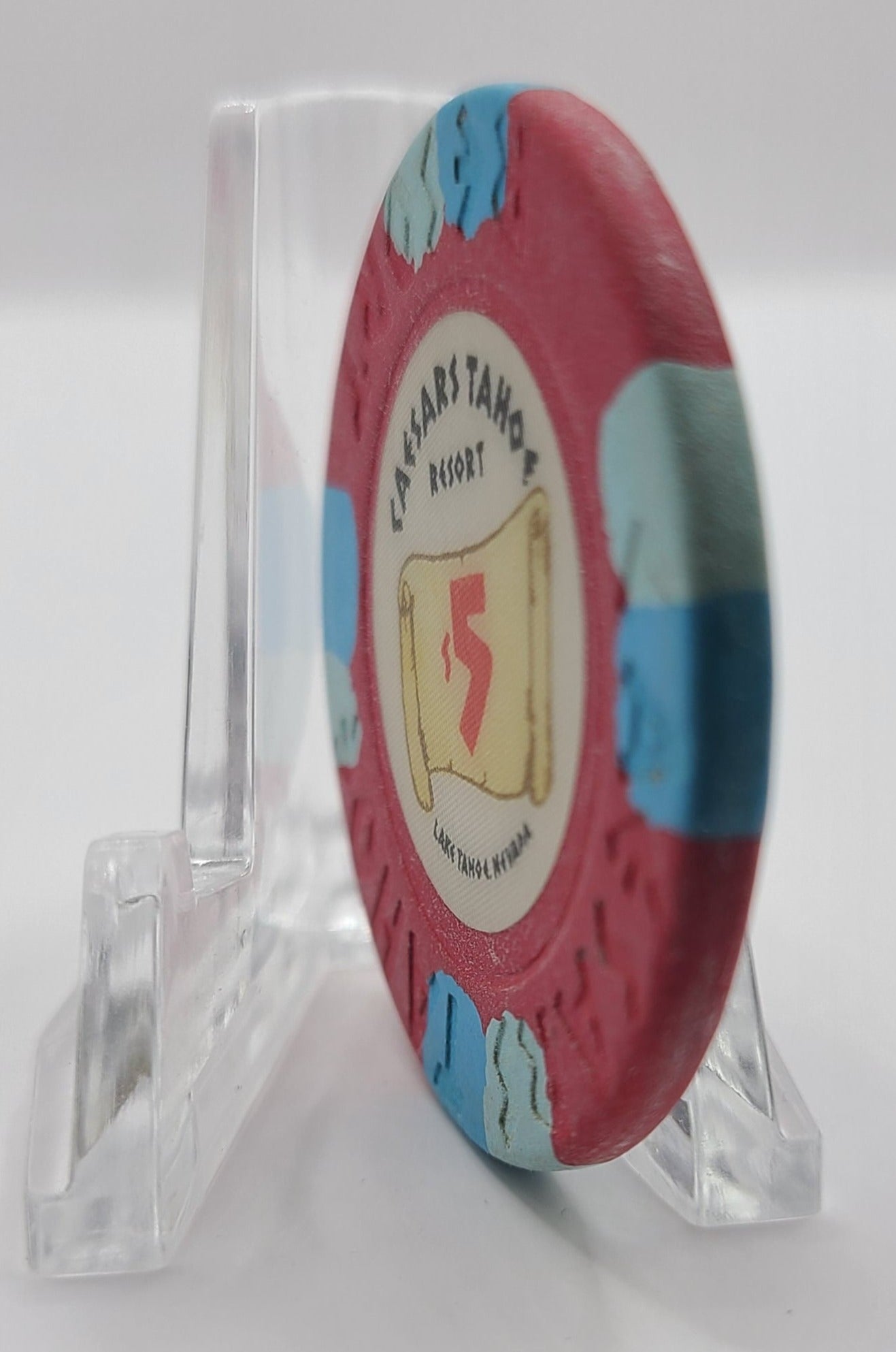 Caesars Tahoe Casino Lake Tahoe Nevada 1980's $5 Chip N4977 (Worn)