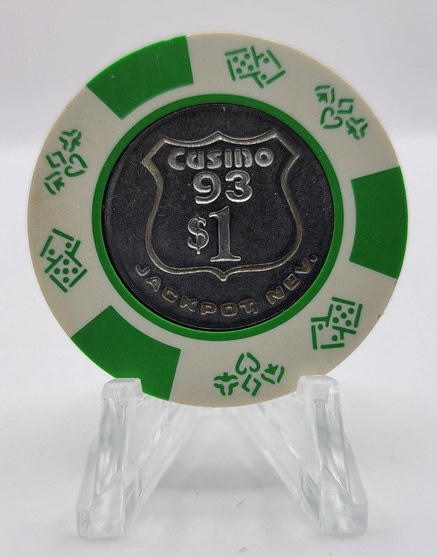 Casino 93 Jackpot Nevada 1980's $1 Coin Inlay Casino Chip N3189