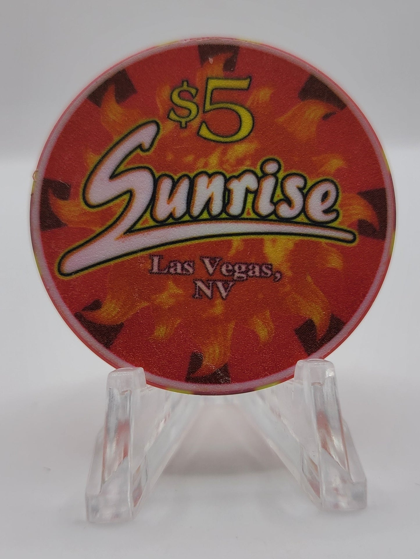 The Sunrise Casino "CASINO NEVER OPENED" Las Vegas NV $5 Chip V3471