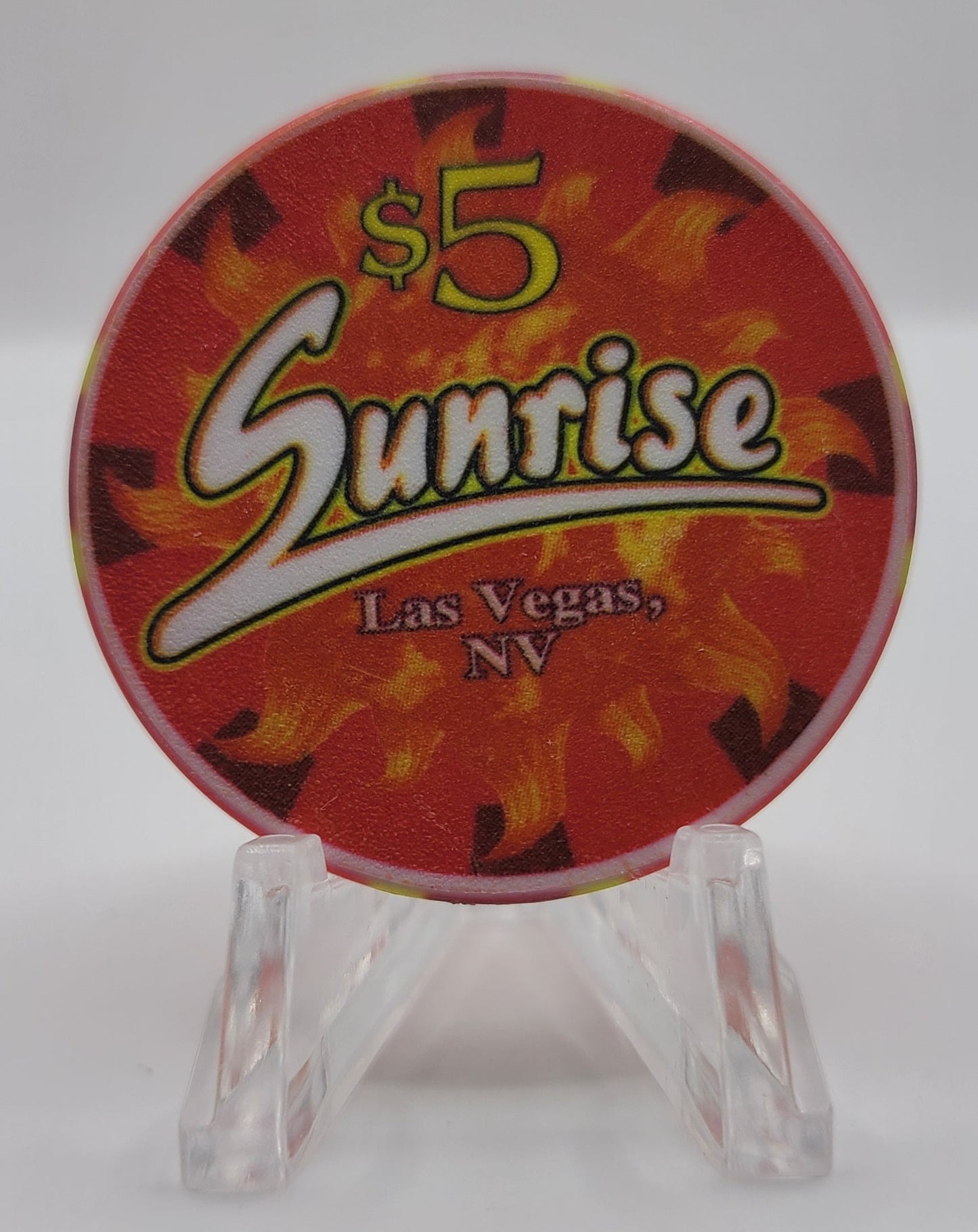 The Sunrise Casino "CASINO NEVER OPENED" Las Vegas NV $5 Chip V3471