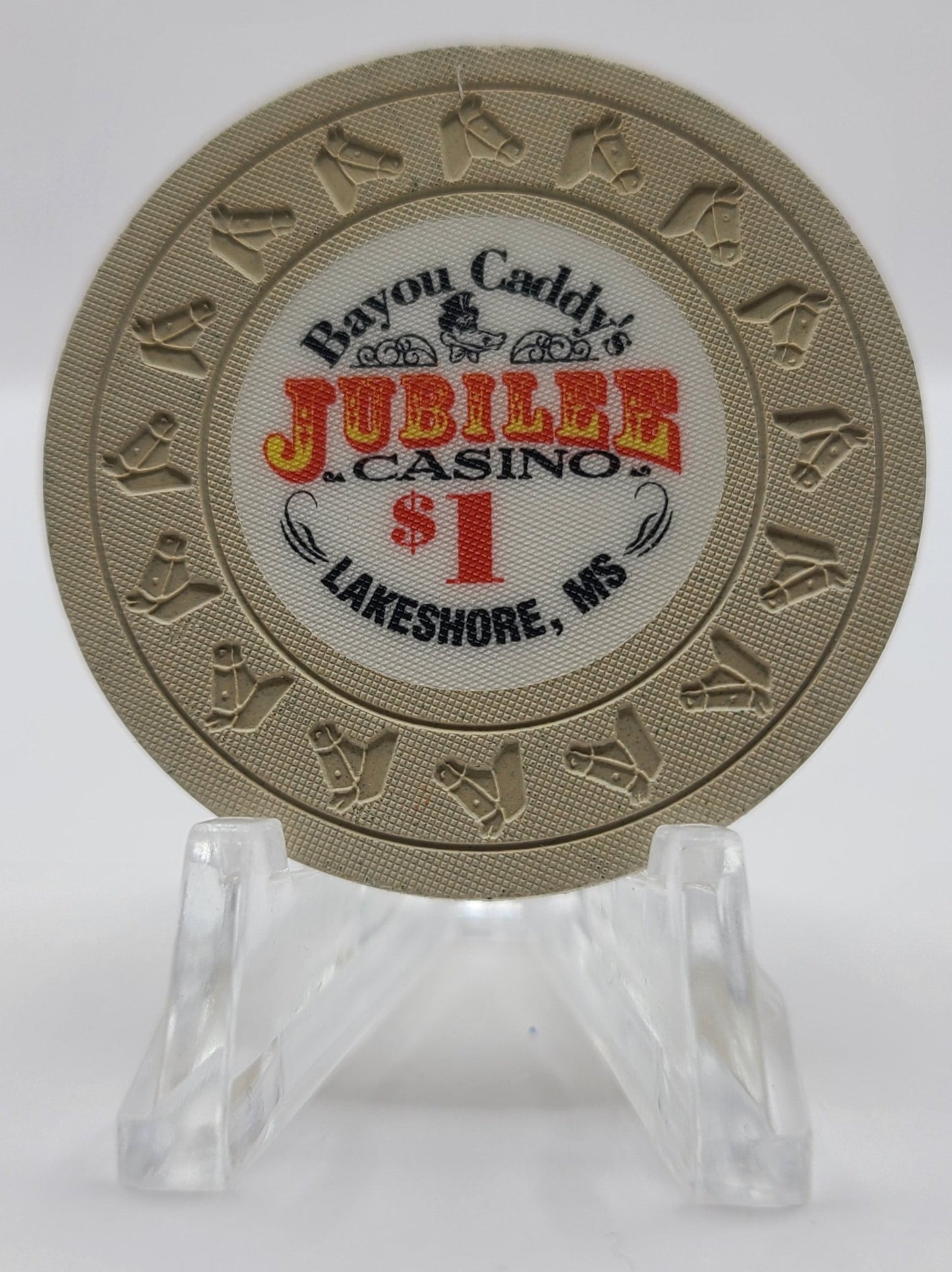 Jubilee Riverboat Casino "Bayou Caddy's" Lakeshore/Greenville Mississippi $1 Chip