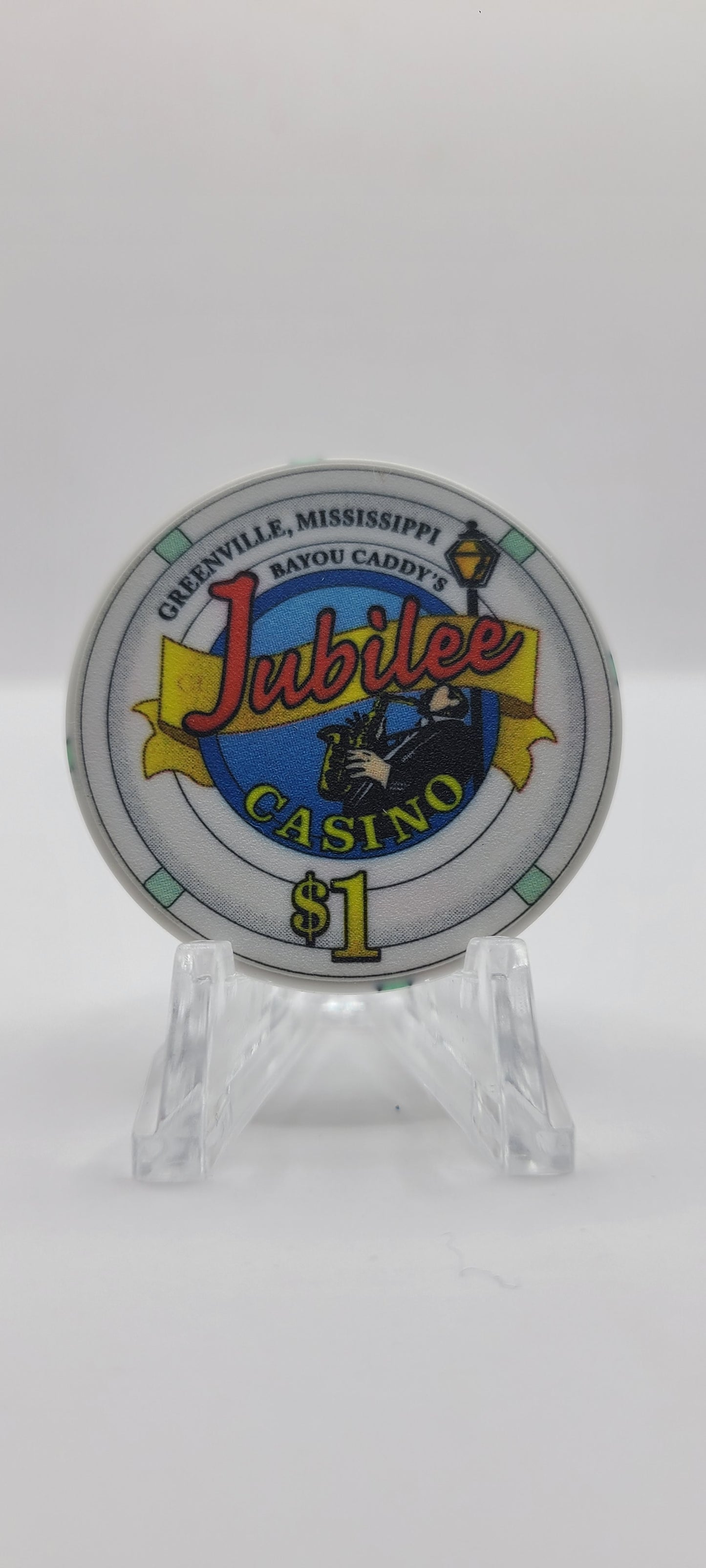 Jubilee Riverboat Casino "Bayou Caddy's " Lakeshore/Greenville Mississippi $1 Chip