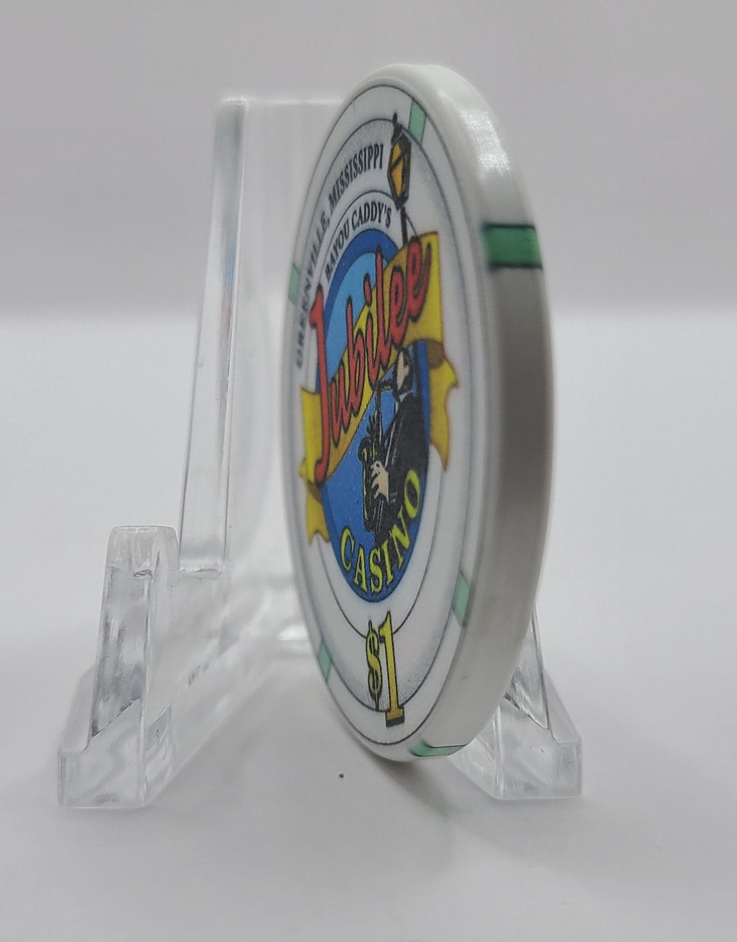Jubilee Riverboat Casino "Bayou Caddy's " Lakeshore/Greenville Mississippi $1 Casino Chip