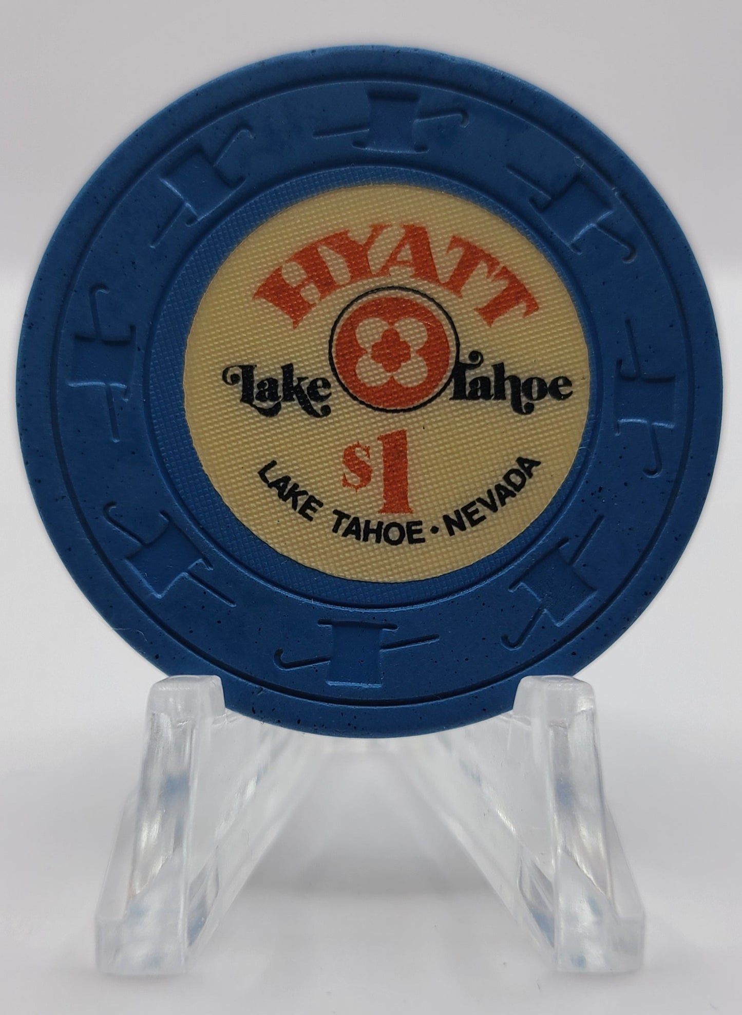 Hyatt Casino Lake Tahoe Nevada 1976 "Long Cane" $1 Chip N5198.L (Circulated)