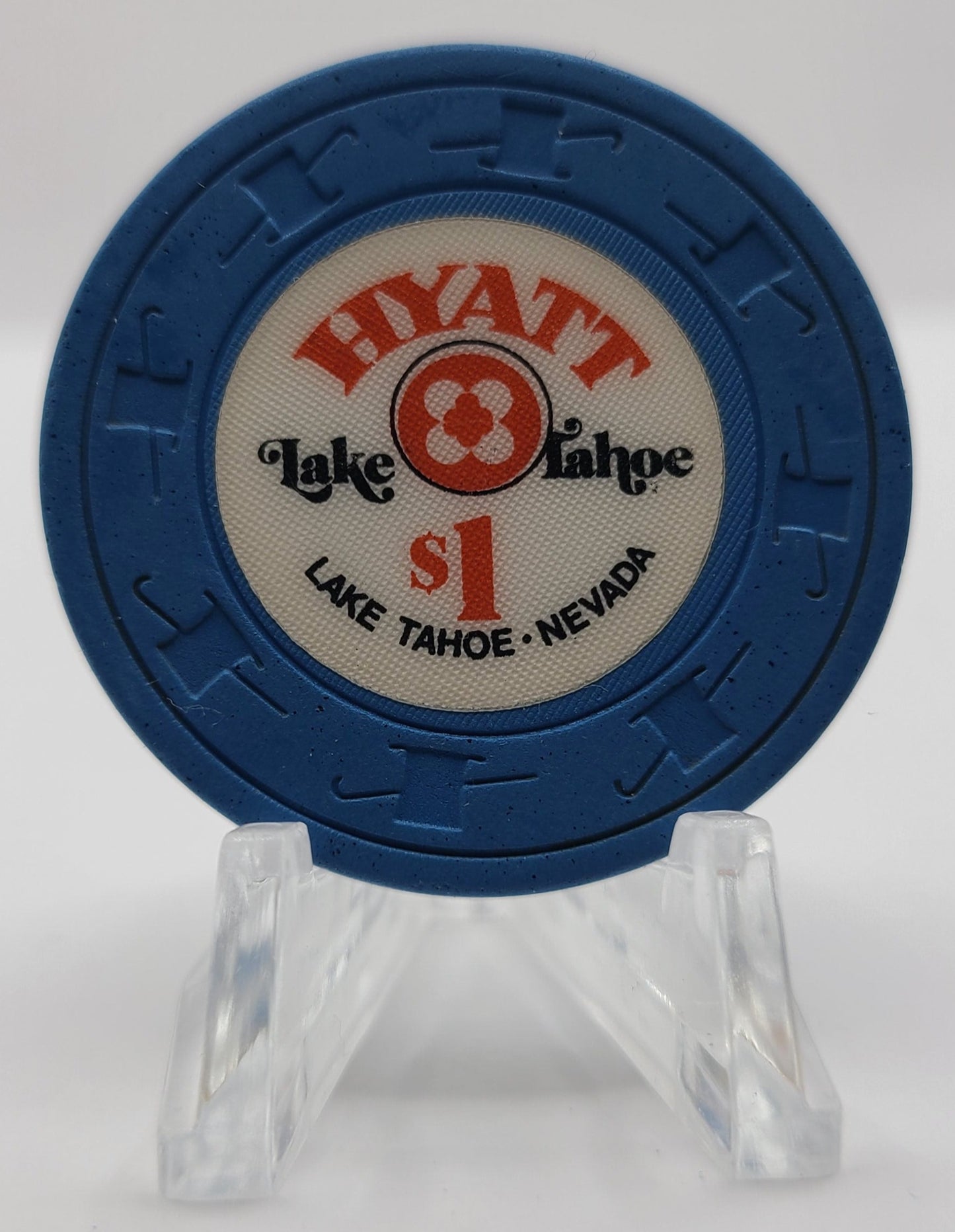 Hyatt Casino Lake Tahoe Nevada 1976 "Long Cane" $1 Chip N5198.L (Circulated)