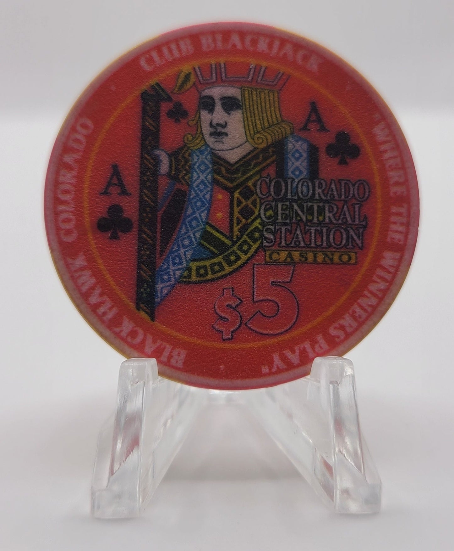 Colorado Central Station Black Hawk Colorado 1998 "Club Blackjack" $5 Chip