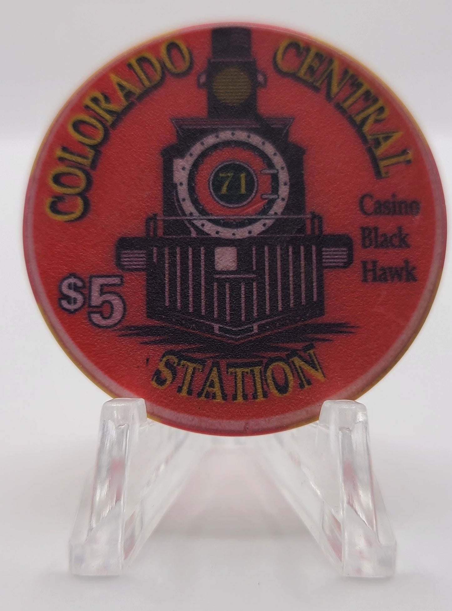 Colorado Central Station Black Hawk Colorado 1998 "Spade Blackjack" $5 Chip