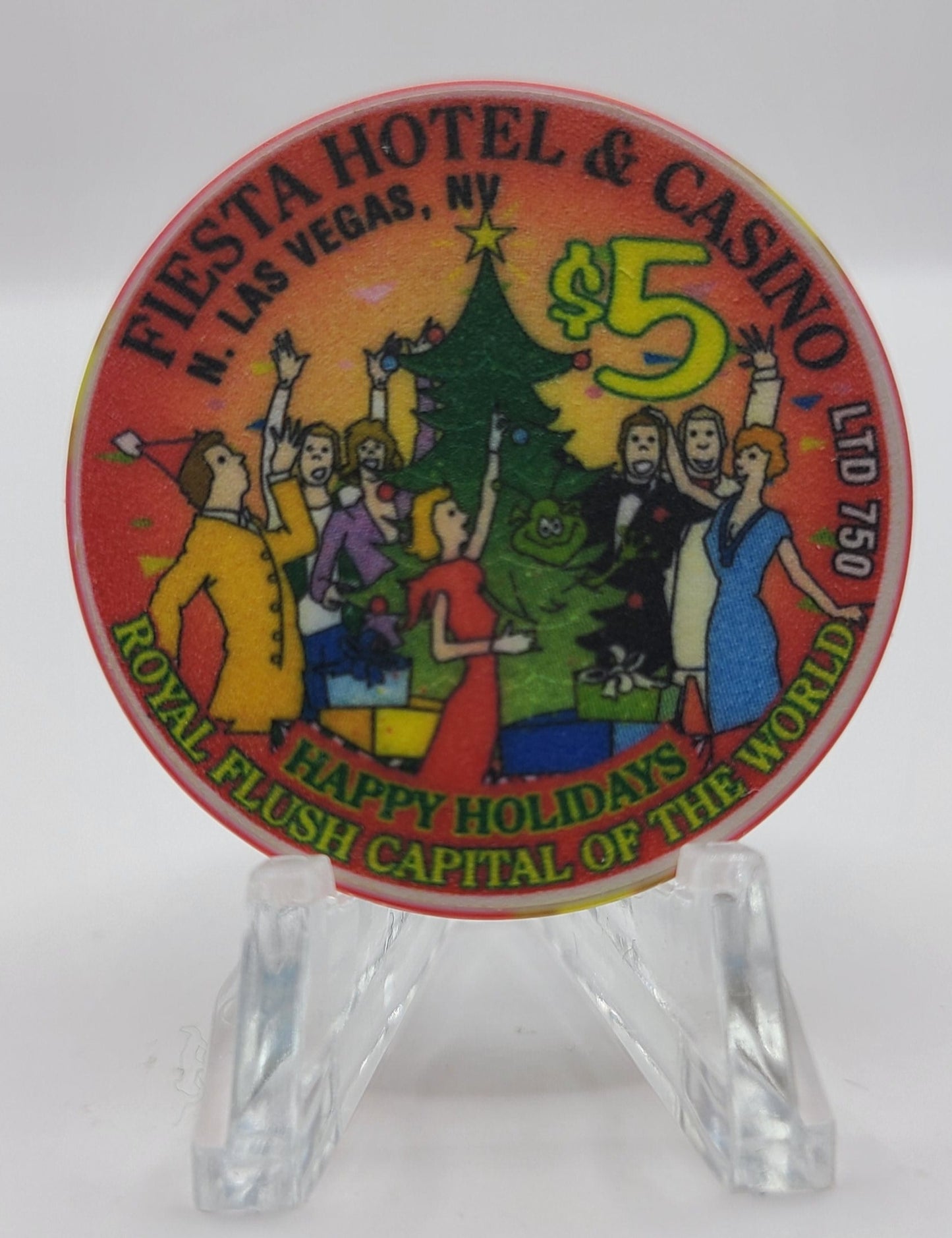 Fiesta Rancho Hotel Casino Las Vegas Nevada 1998 "Happy Holidays" $5 Casino Chip V2416