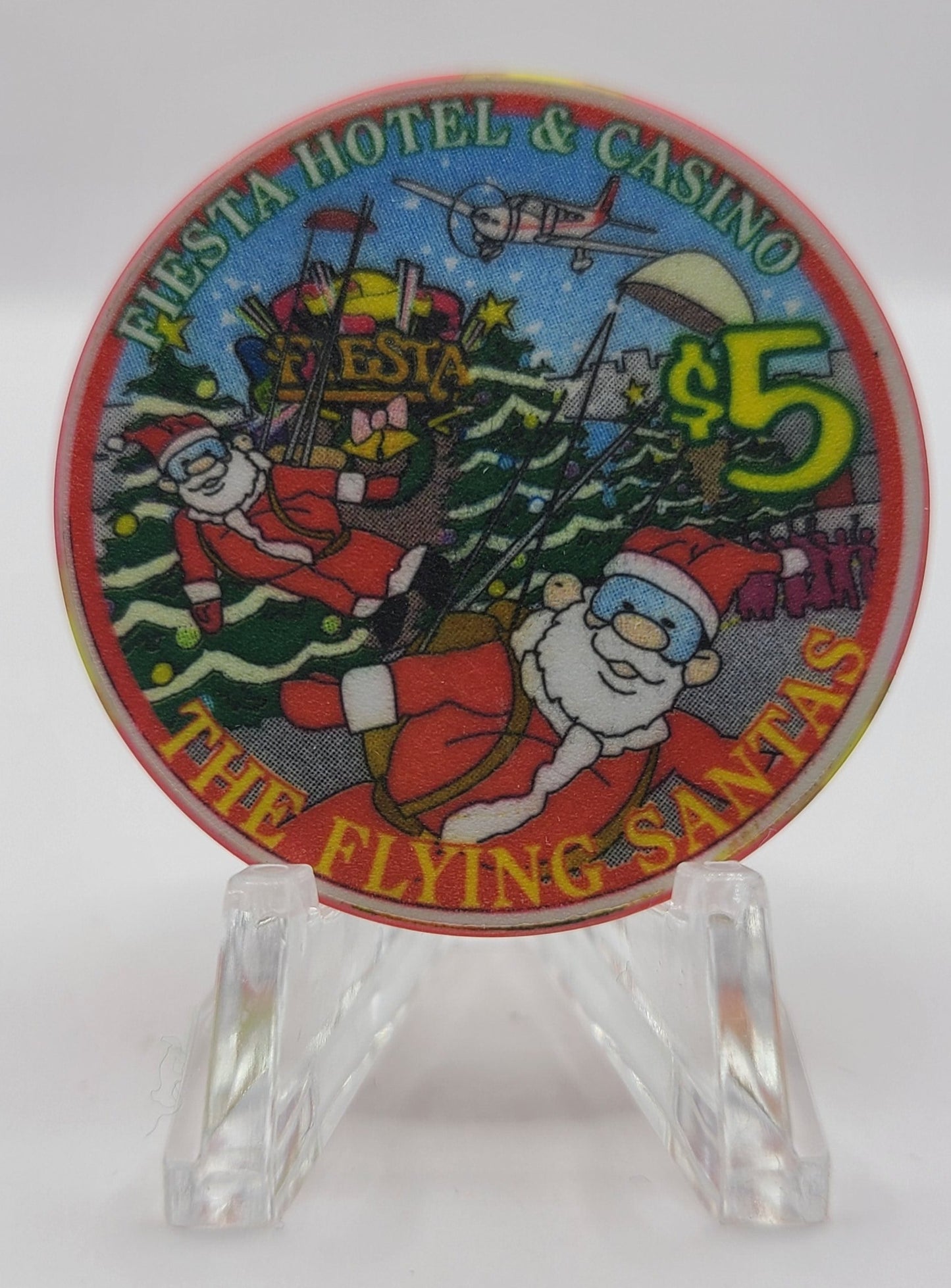Fiesta Rancho Hotel Casino Las Vegas Nevada 1998 "Happy Holidays" $5 Casino Chip V2416