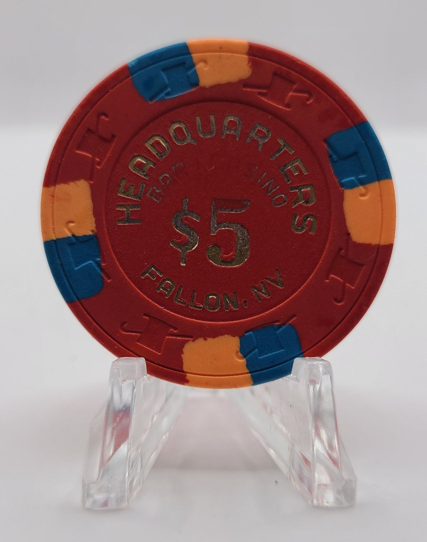 Headquarters Bar Casino Fallon Nevada 1987 $5 Chip N7627