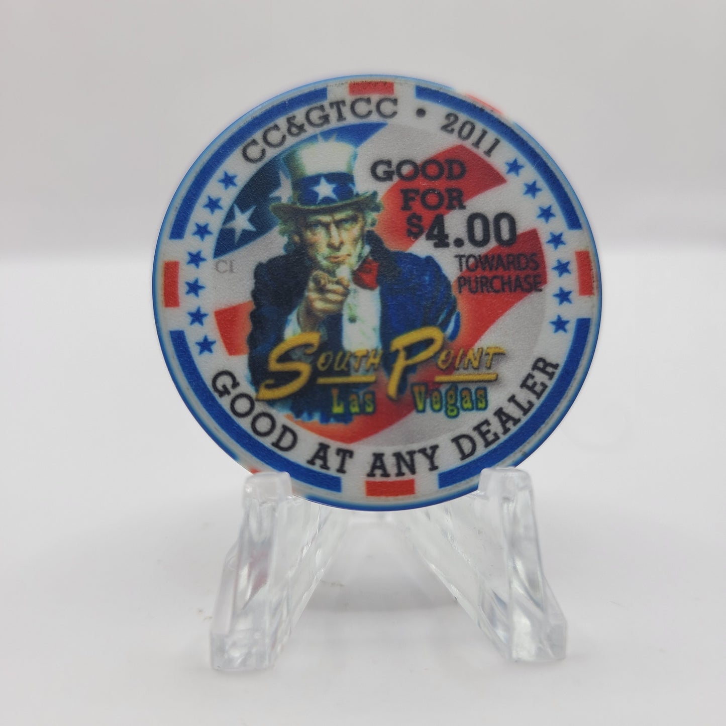 South Point Hotel Casino Las Vegas Nevada "2011 CC>CC Good for $4 Toward Purchase" Chip