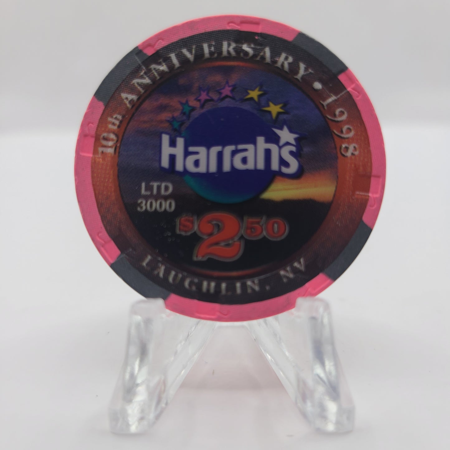 Harrah's Casino Laughlin Nevada 1998 "10th Anniversary" $2.50 Chip V2705 LTD 3000