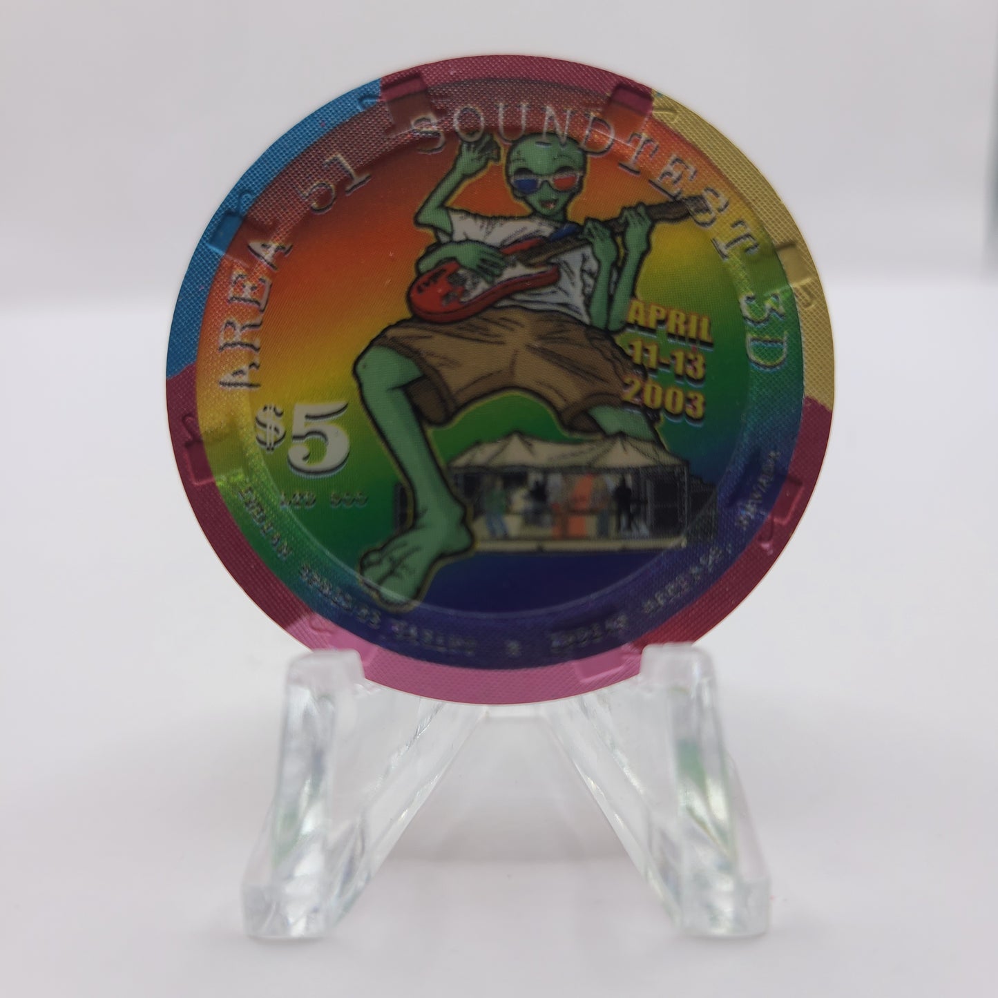 Indian Springs Casino Indian Springs Nevada 2003 "Area 51 Sound Test 3D" $5 Chip E1275