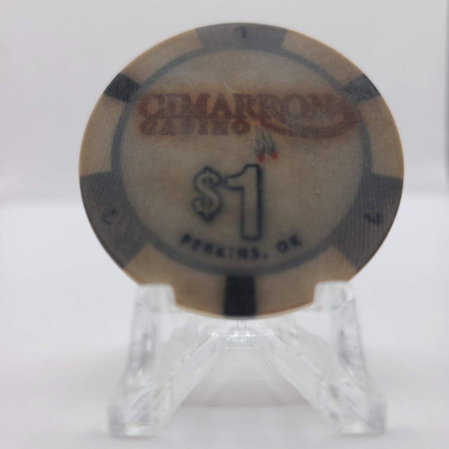 Cimarron Casino Perkins Oklahoma $1 Chip (Worn)