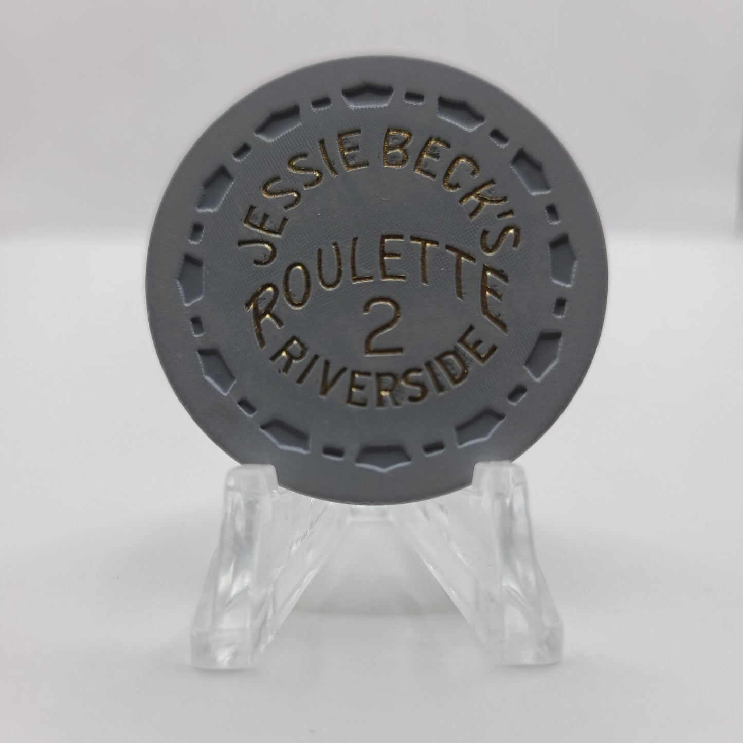 Riverside "Jessie Beck's" Hotel Casino Reno Nevada 1972 #2 Roulette Gray Chip N6854