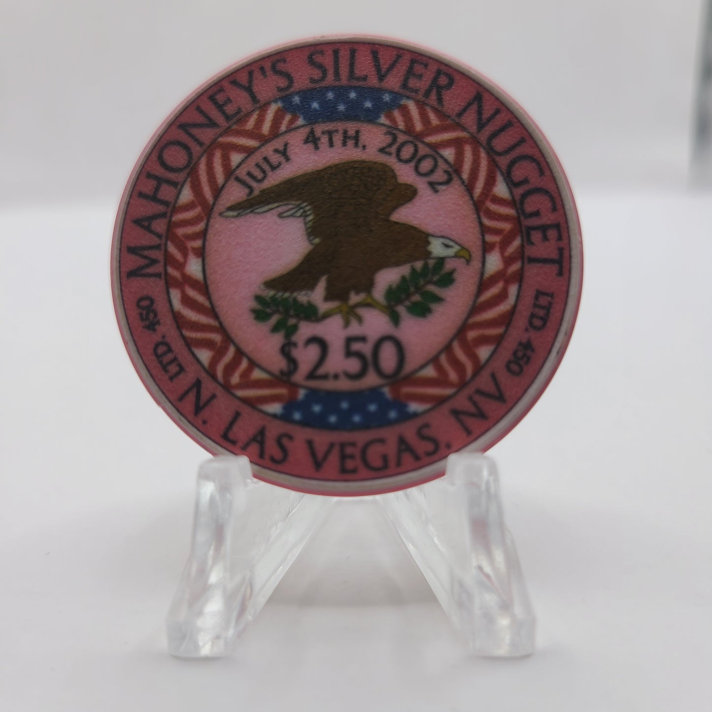 Silver Nugget "Mahoney's" Las Vegas Nevada 2002"July 4th 2002" $2.50 Chip E2521