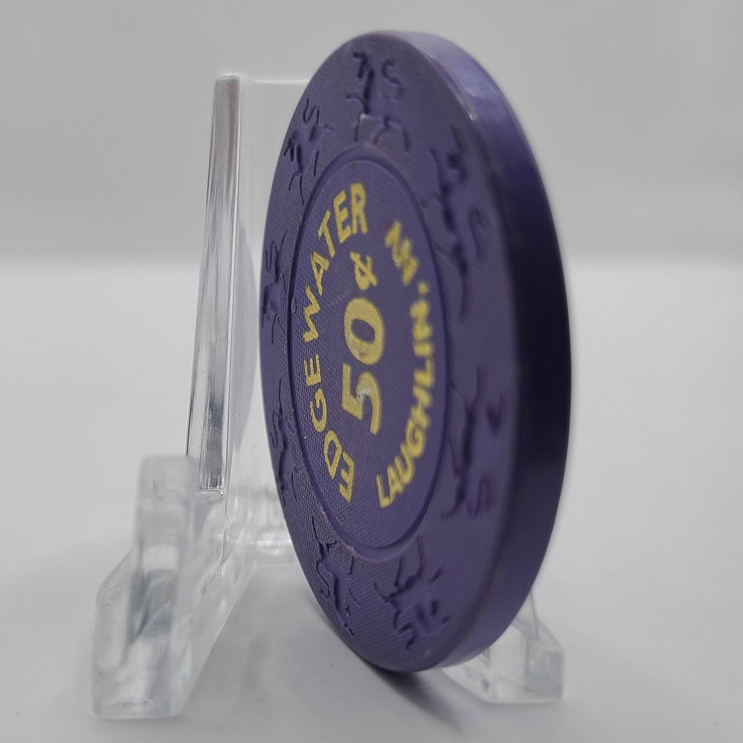 Edgewater Hotel Casino Laughlin Nevada 1997 $.50 Casino Chip N8165 *Dark Purple
