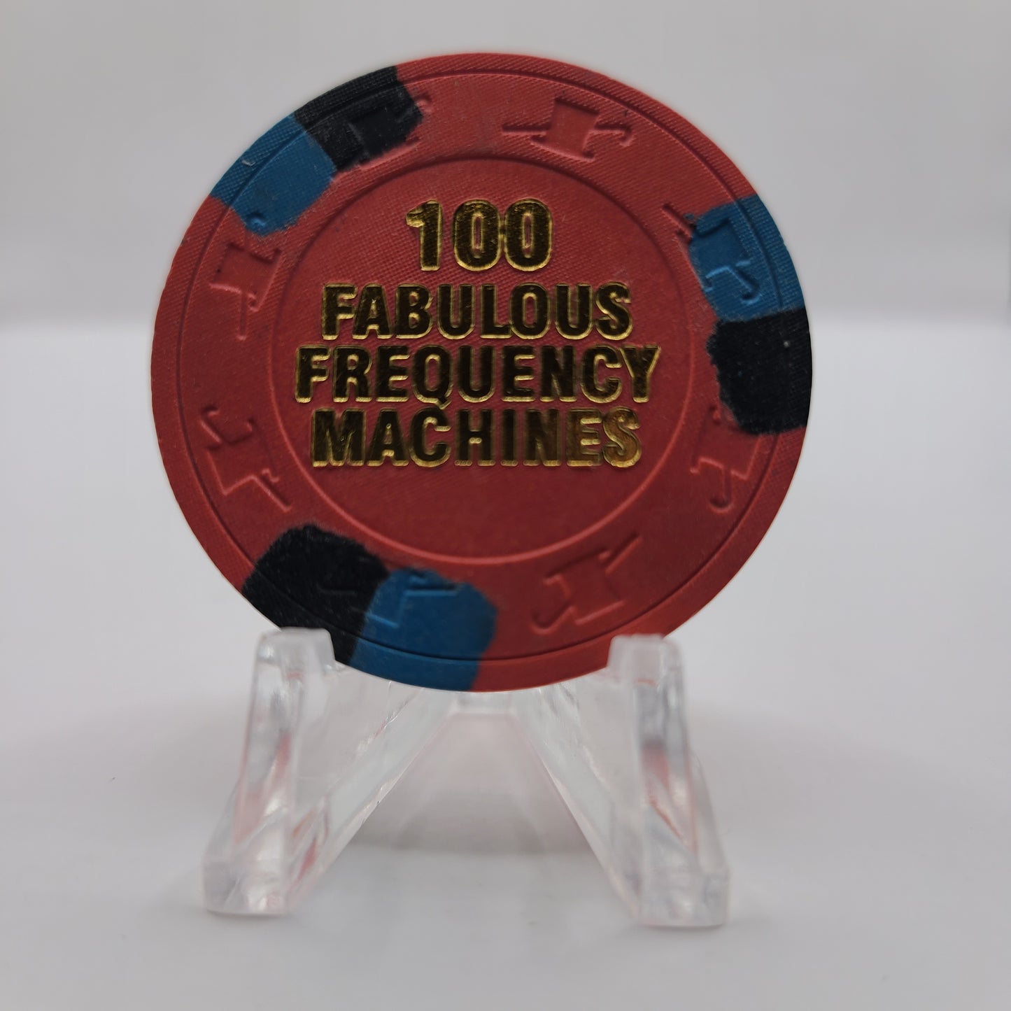 Vegas World Casino Las Vegas Nevada 1980's NCV "100 FABULOUS FREQUENCY MACHINES" Chip N9252