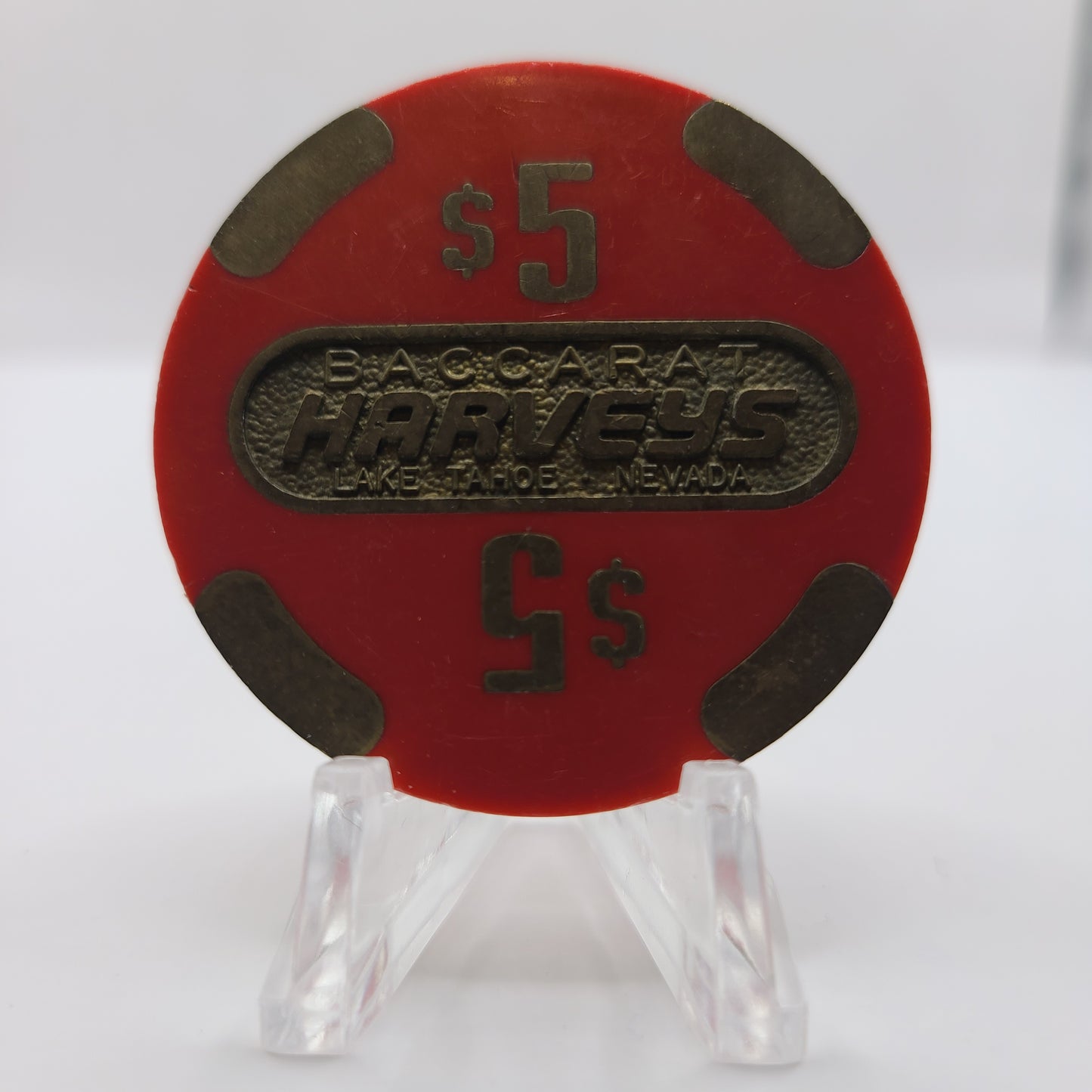 Harvey's Hotel Casino Lake Tahoe Nevada 1986 $5 Baccarat Chip N6456