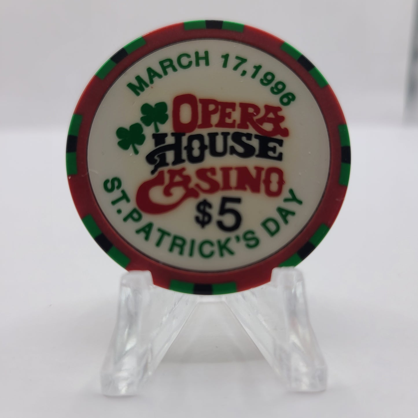 Opera House Casino Las Vegas Nevada 1996 "St Patrick's Day" $5 Chip N8891