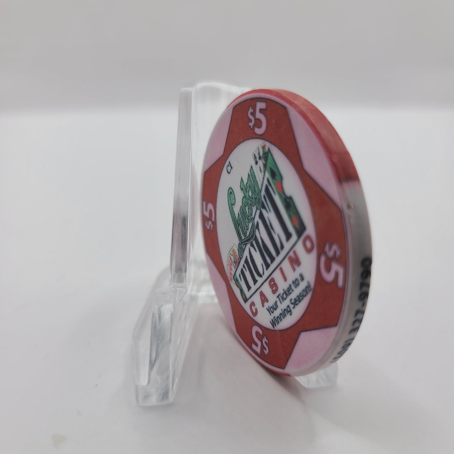 Lucky Ticket Casino "Card Room" Spokane Washington $5 Chip