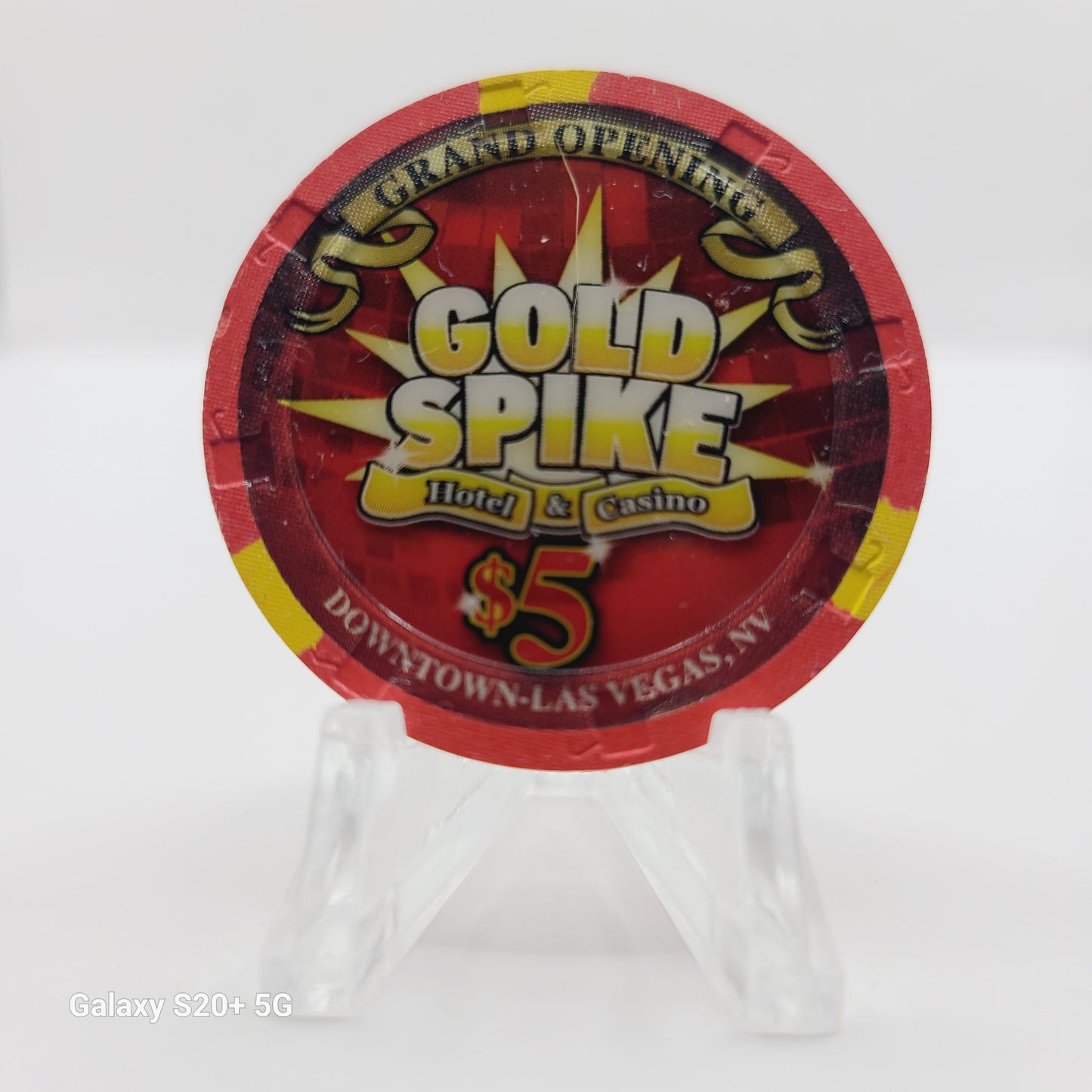 Gokd Spike Hotel Casino Las Vegas Nevada 2009 "Grand Opening" $5 Chip E7987