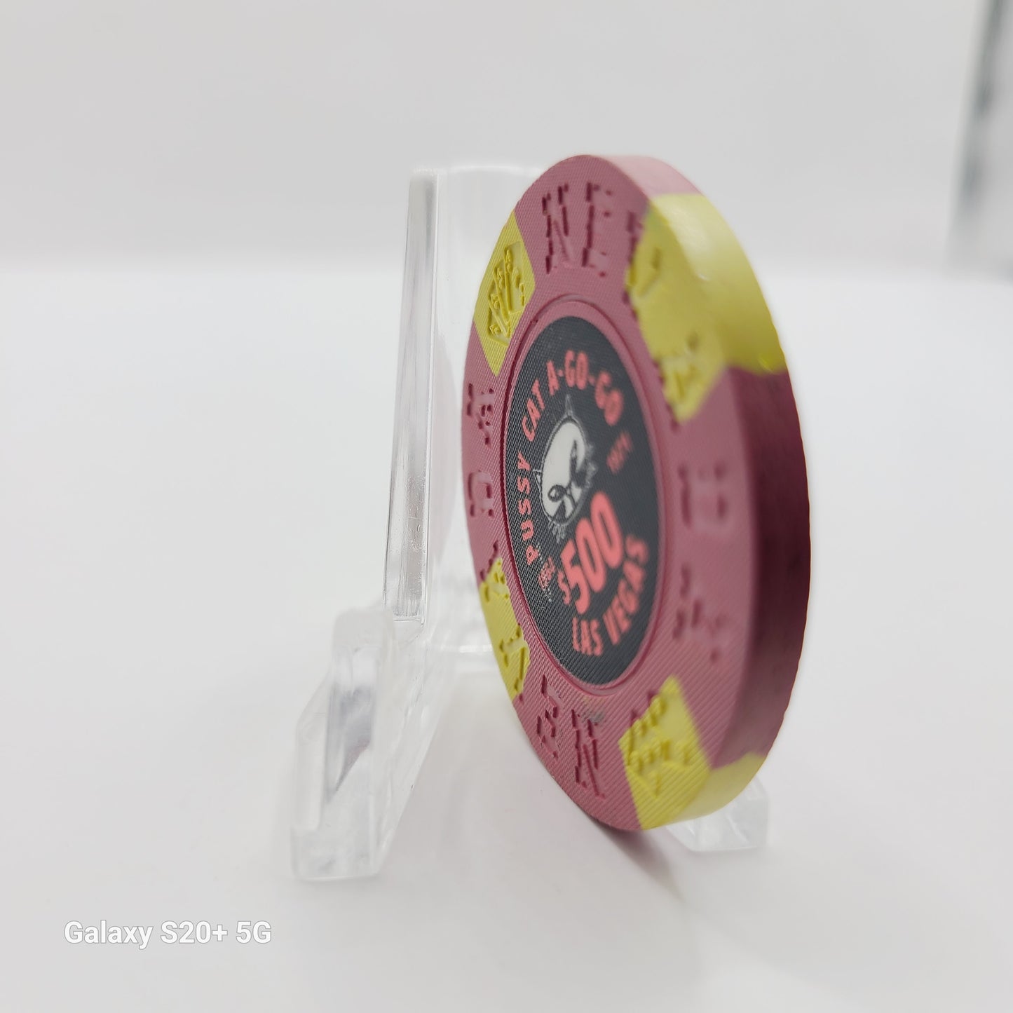 Pussycat a' Go-Go Casino Las Vegas Nevada 1995 $500 "Borland Imitation" Chip N6014 (Slight Warping)