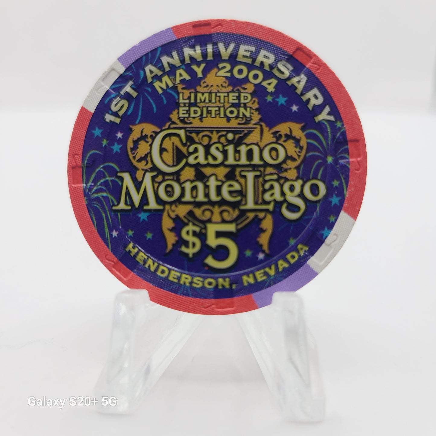 Casino Monte Lago Hotel Casino Henderson Nevada 2004 $5 "1st Anniversary" Chip E4321