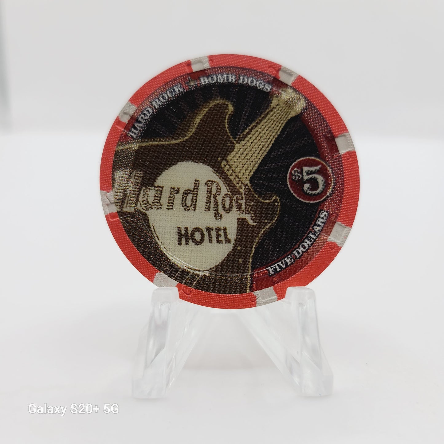 Hard Rock Hotel Casino Las Vegas Nevada 2007 "Bomb Dogs Bowie" $5 Casino Chip E6467