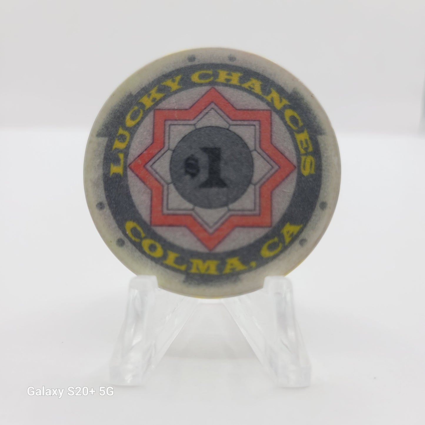 Lucky Chances Casino Restaurant Colma California $1 "Card Room" Casino Chip