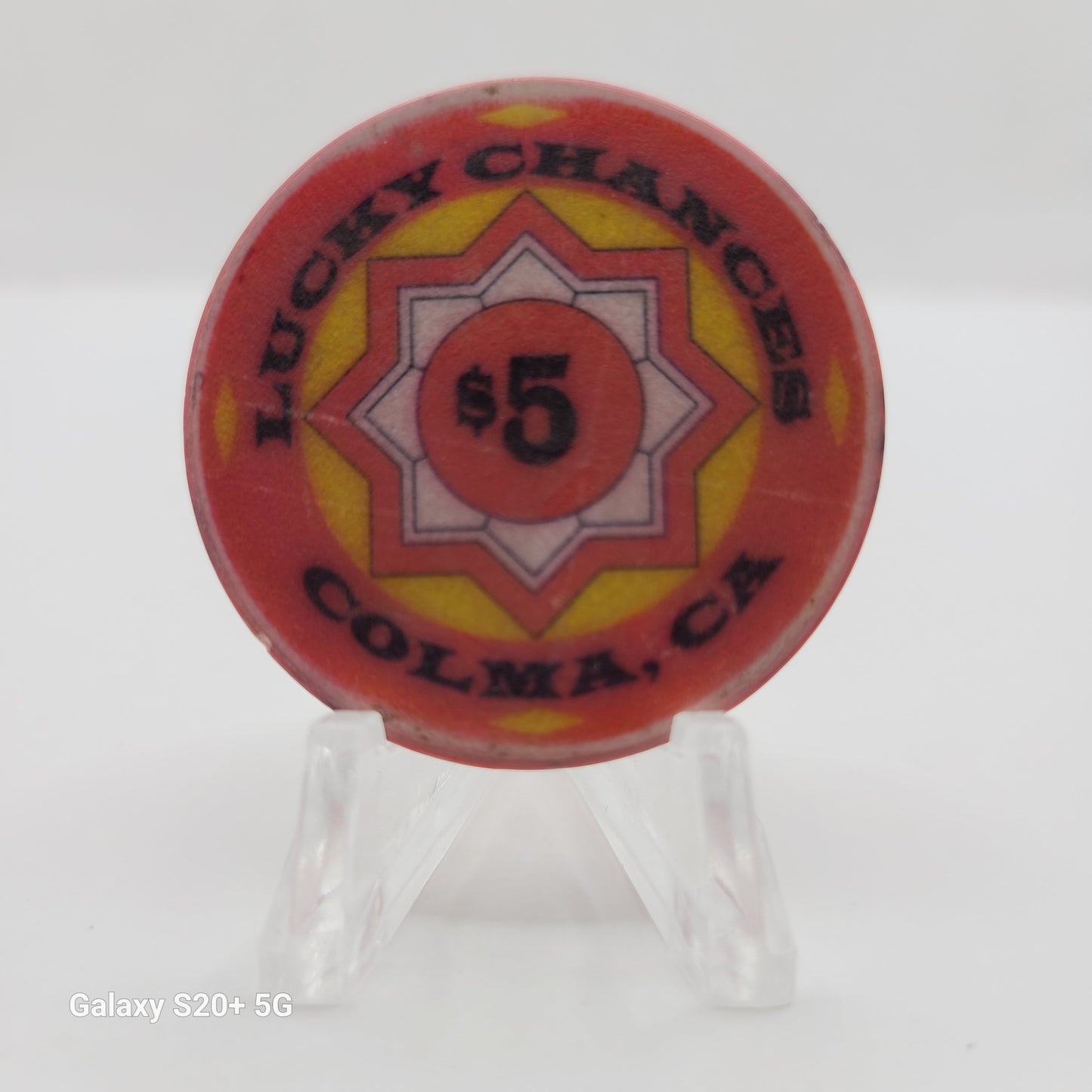 Lucky Chances Casino Restaurant Colma California $5 "Card Room" Casino Chip
