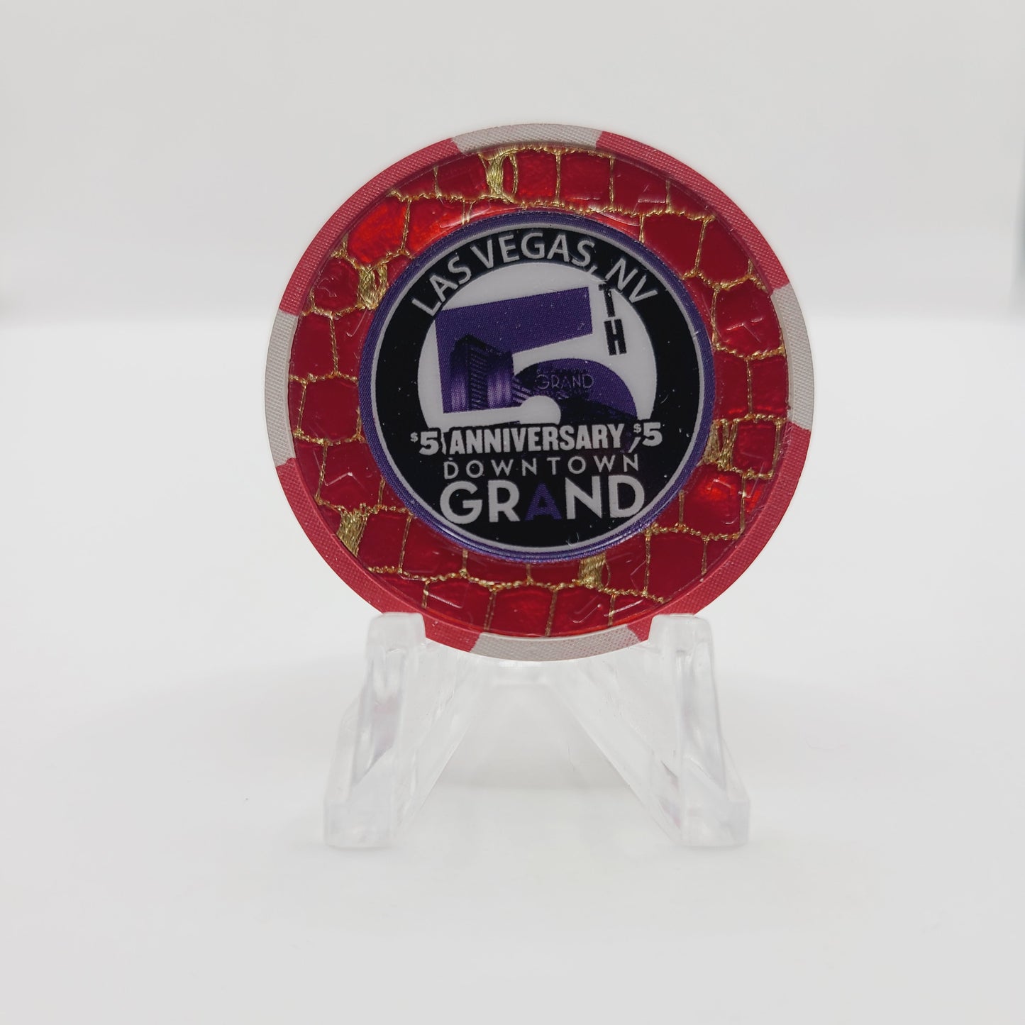 Downtown Grand Hotel Casino Las Vegas Nevada 2018 "5th Anniversary" $5 Casino Chip D2797