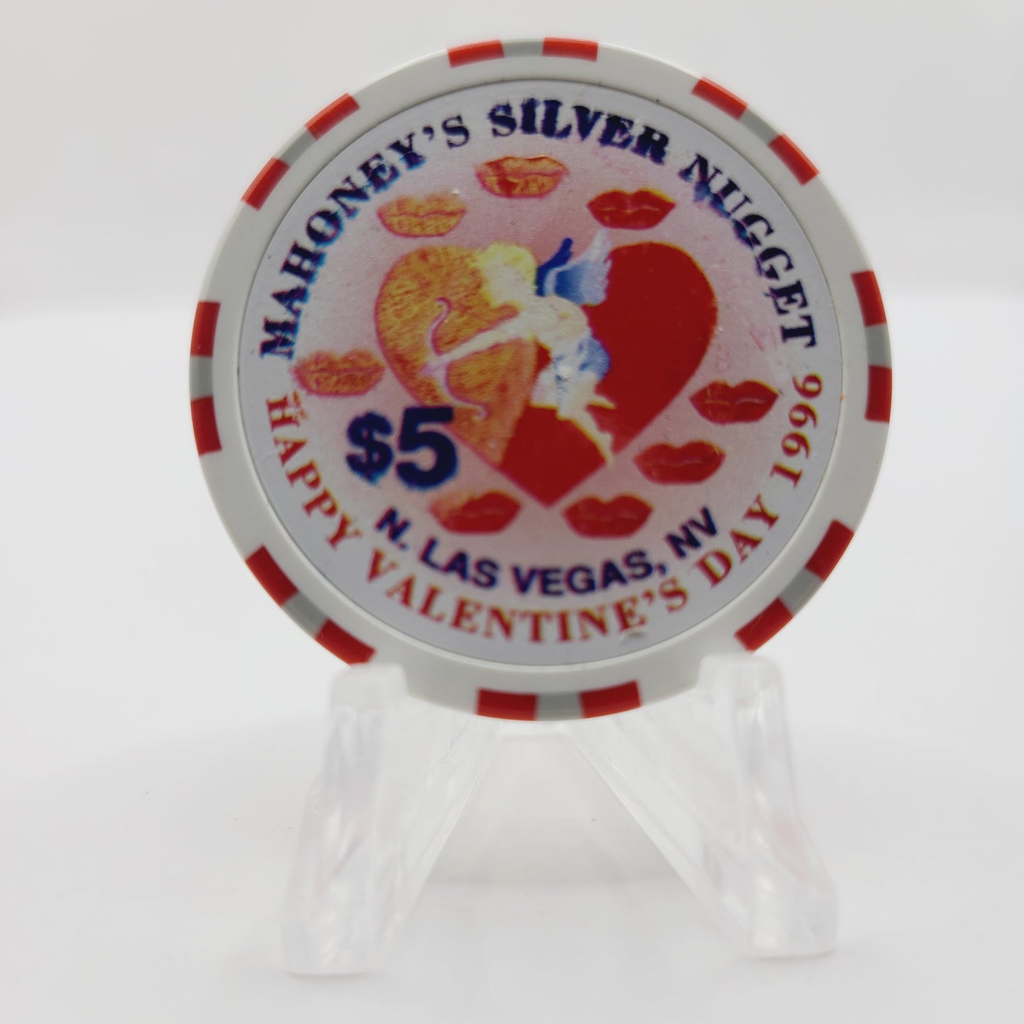 Mahoney's Silver Nugget Casino Las Vegas Nevada "1996 Valentine's Day" $5 Casino Chip N7924 LMT 1500