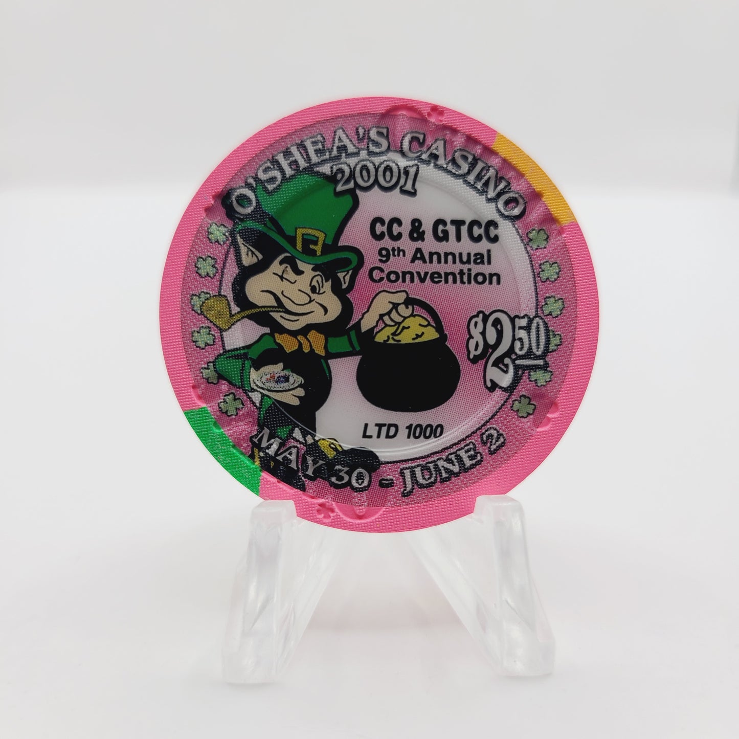 O'Shea's Casino Las Vegas Nevada 2001 $2.50 "9th Annual CC & GTCC" Convention Casino Chip V7544 aLTD 1000
