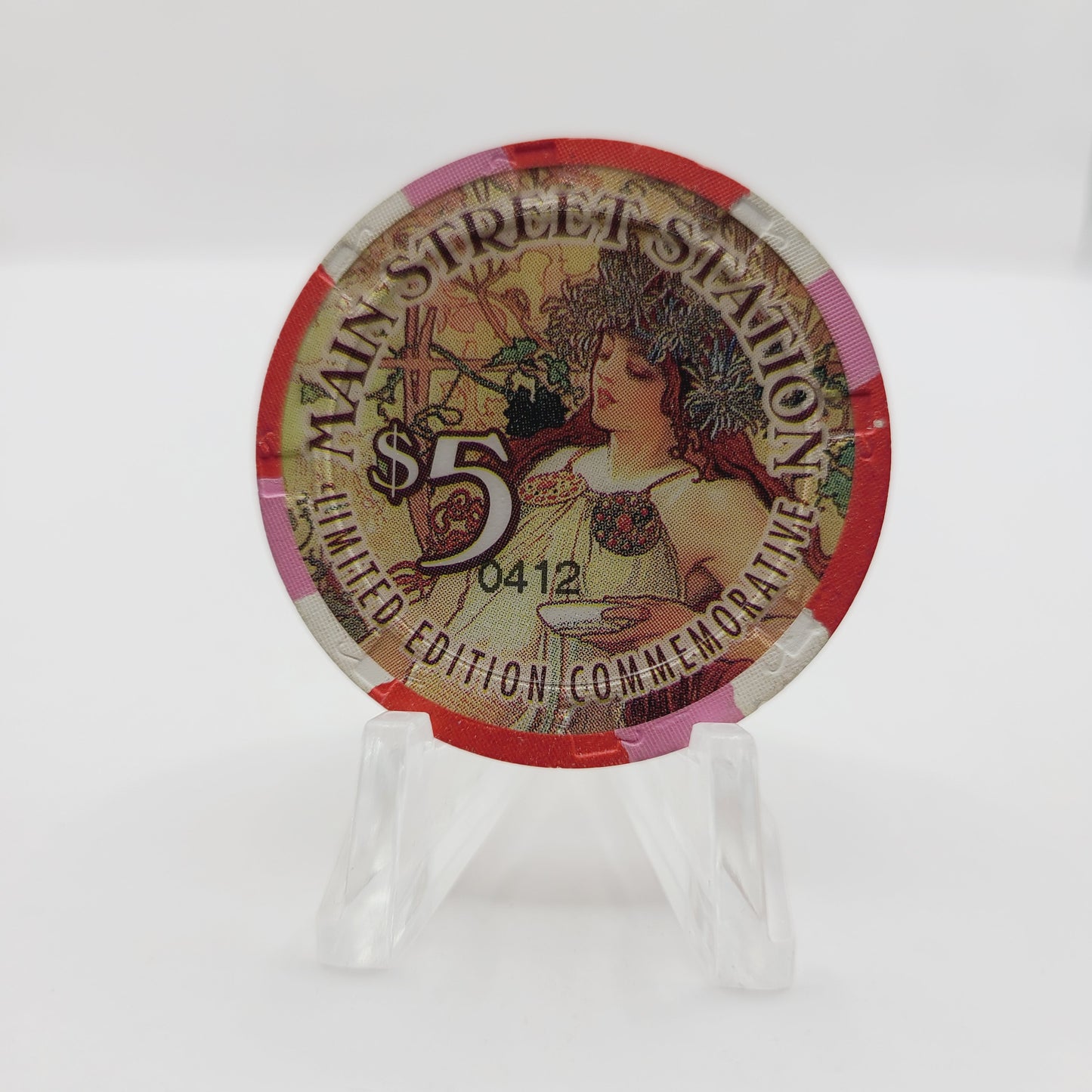 Main Street Station Hotel Casino Las Vegas Nevada 1997 $5 "Autumn" #412 Casino Chip V1069 LTD 1000