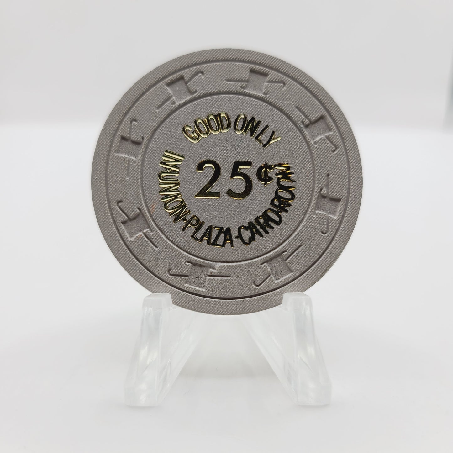 Union Plaza Hotel Casino Las Vegas Nevada 1980's $.25 "Good Only in Card Room" Casino Chip N3114